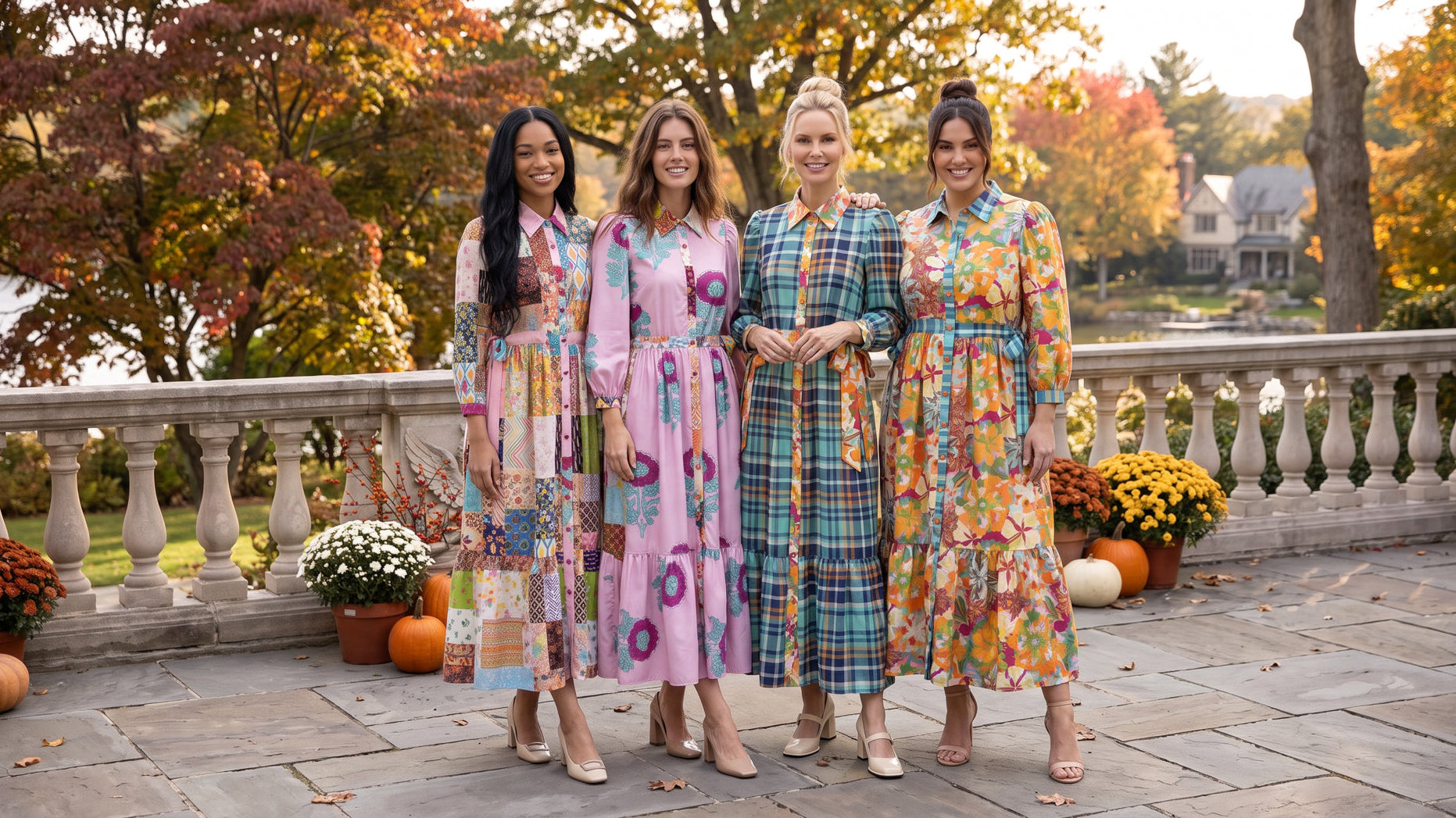Women wearing the Nuggles modest Leila maxi dress