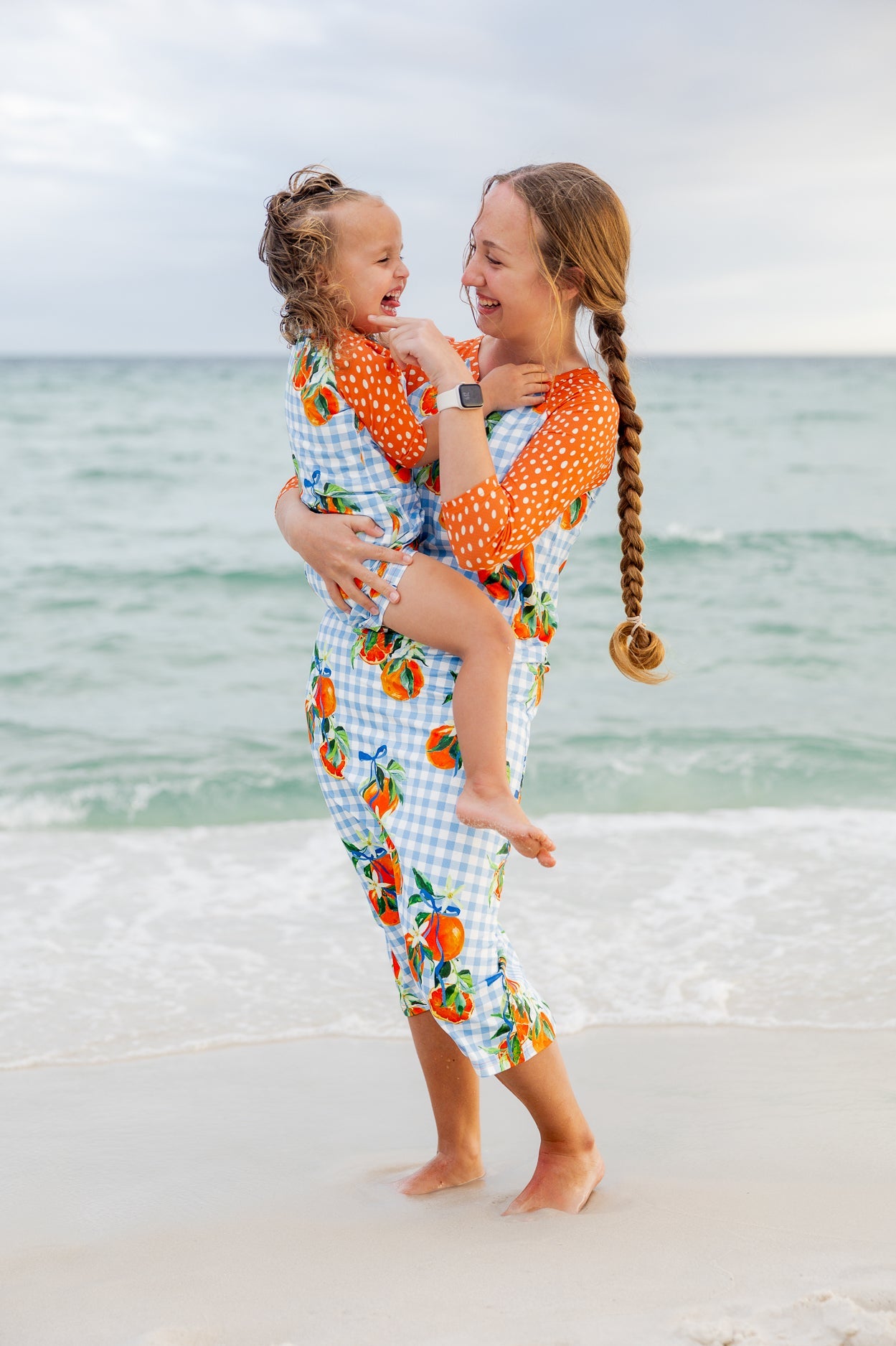 Model wearing Modest Nuggles® Sport Swim Dress