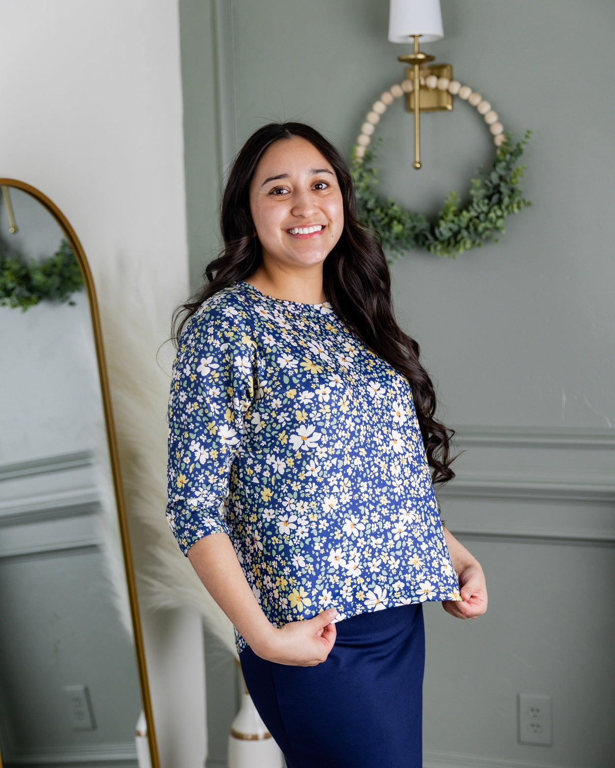 Lucia Top in Cottage Blue nuggles-clothing