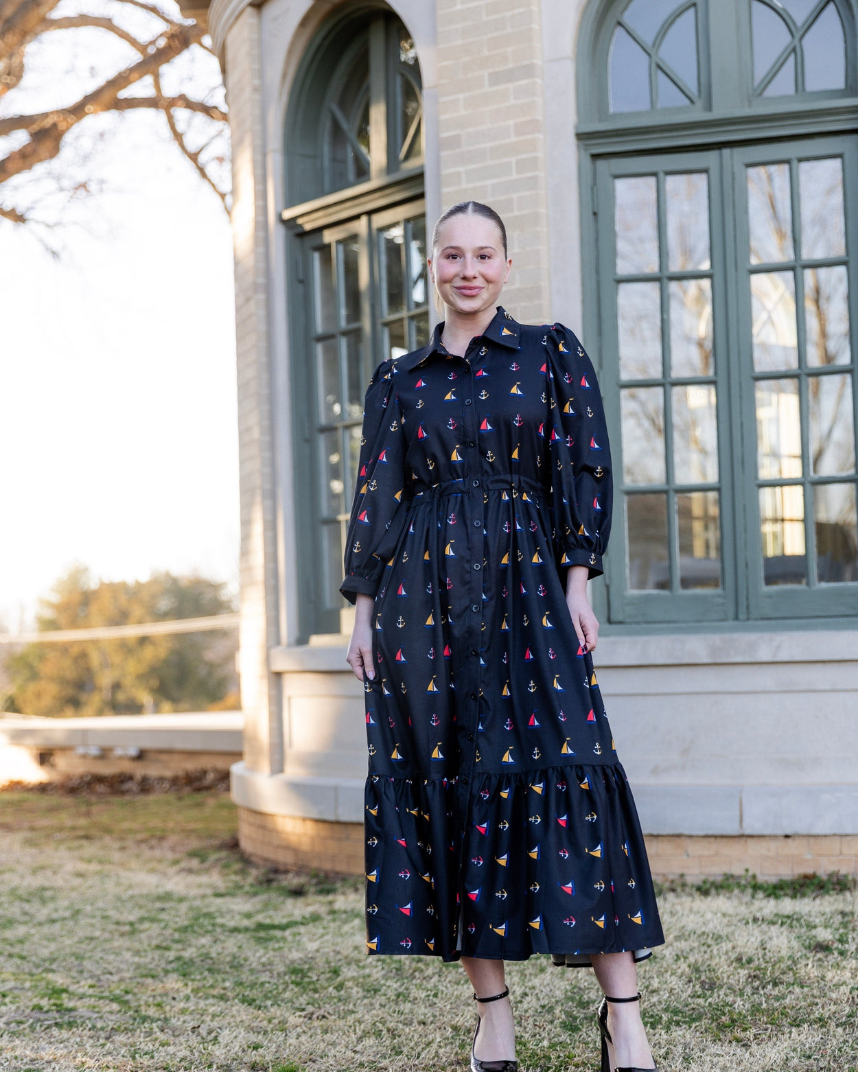 Leila Dress in Tiny Skipper nuggles-clothing