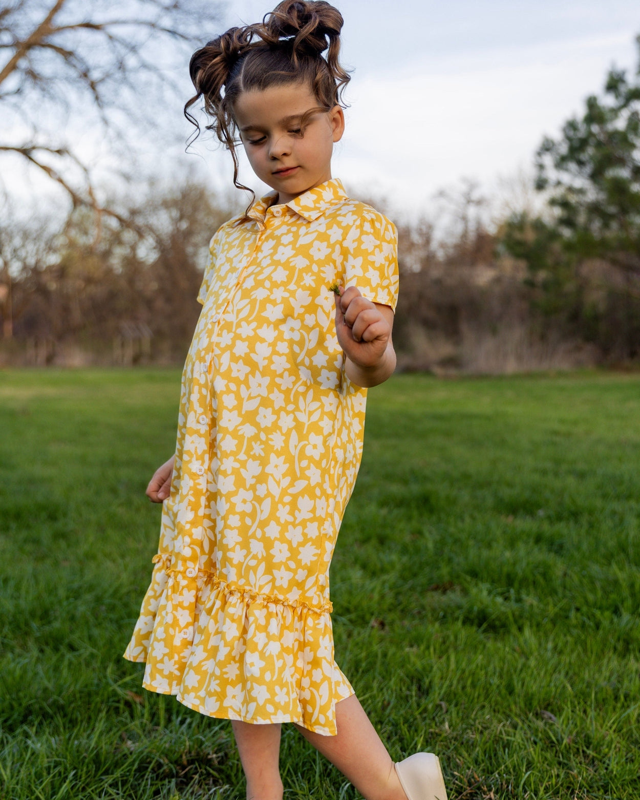 Girls Ellie Dress in Sunshine Sprigs nuggles-clothing
