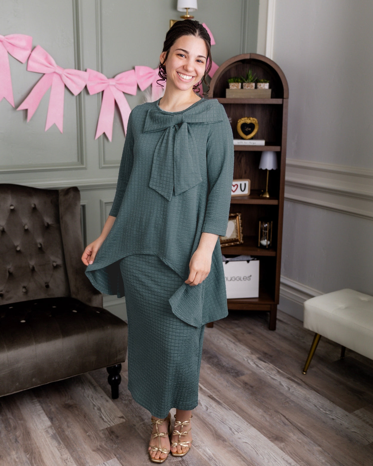 31" Eleanor Skirt in Green - Final Sale nuggles-clothing