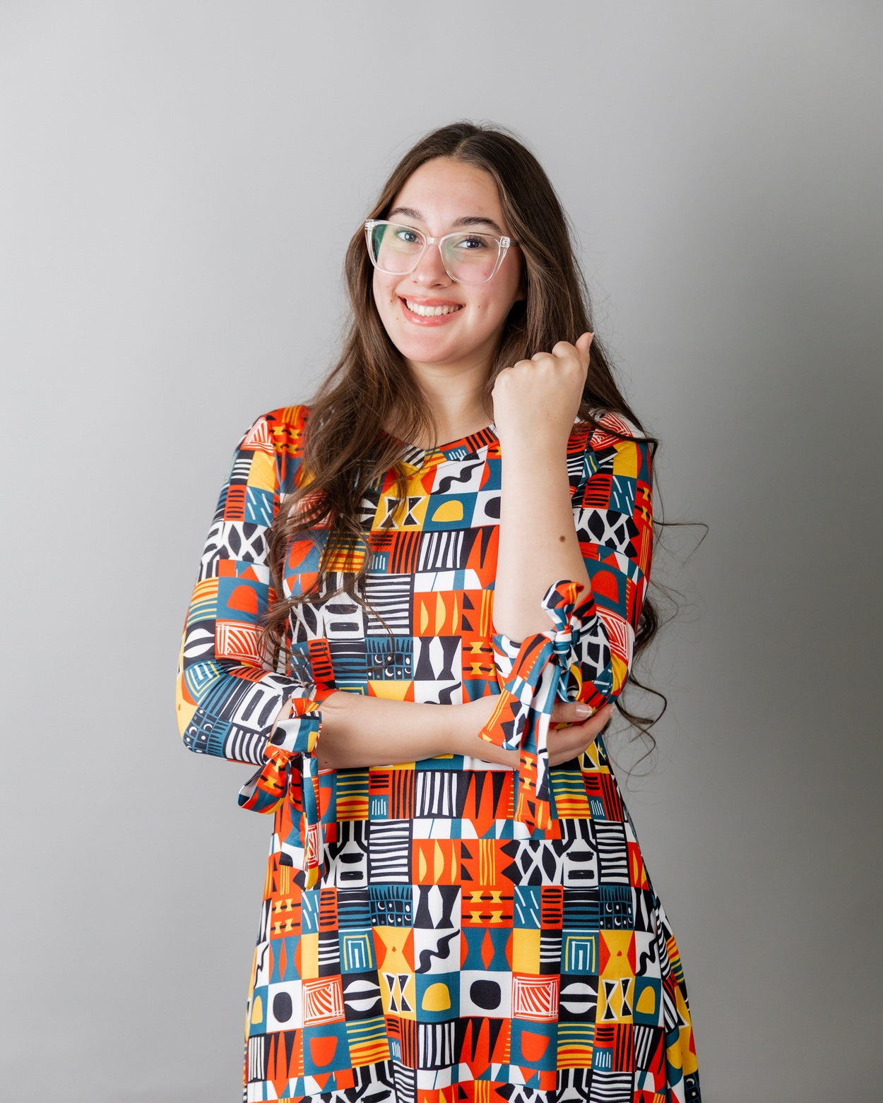 Hazel Dress in Playful Patchwork - Final Sale nuggles-clothing