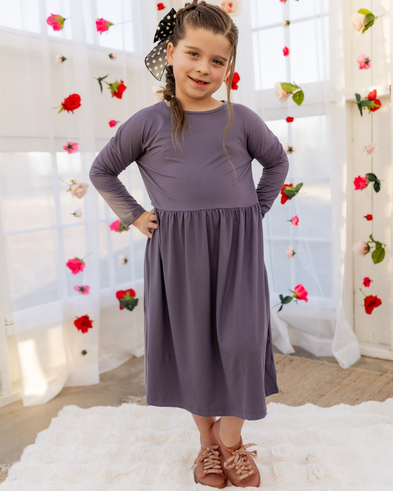 Girls' Farah Dress in Purple - Final Sale nuggles-clothing