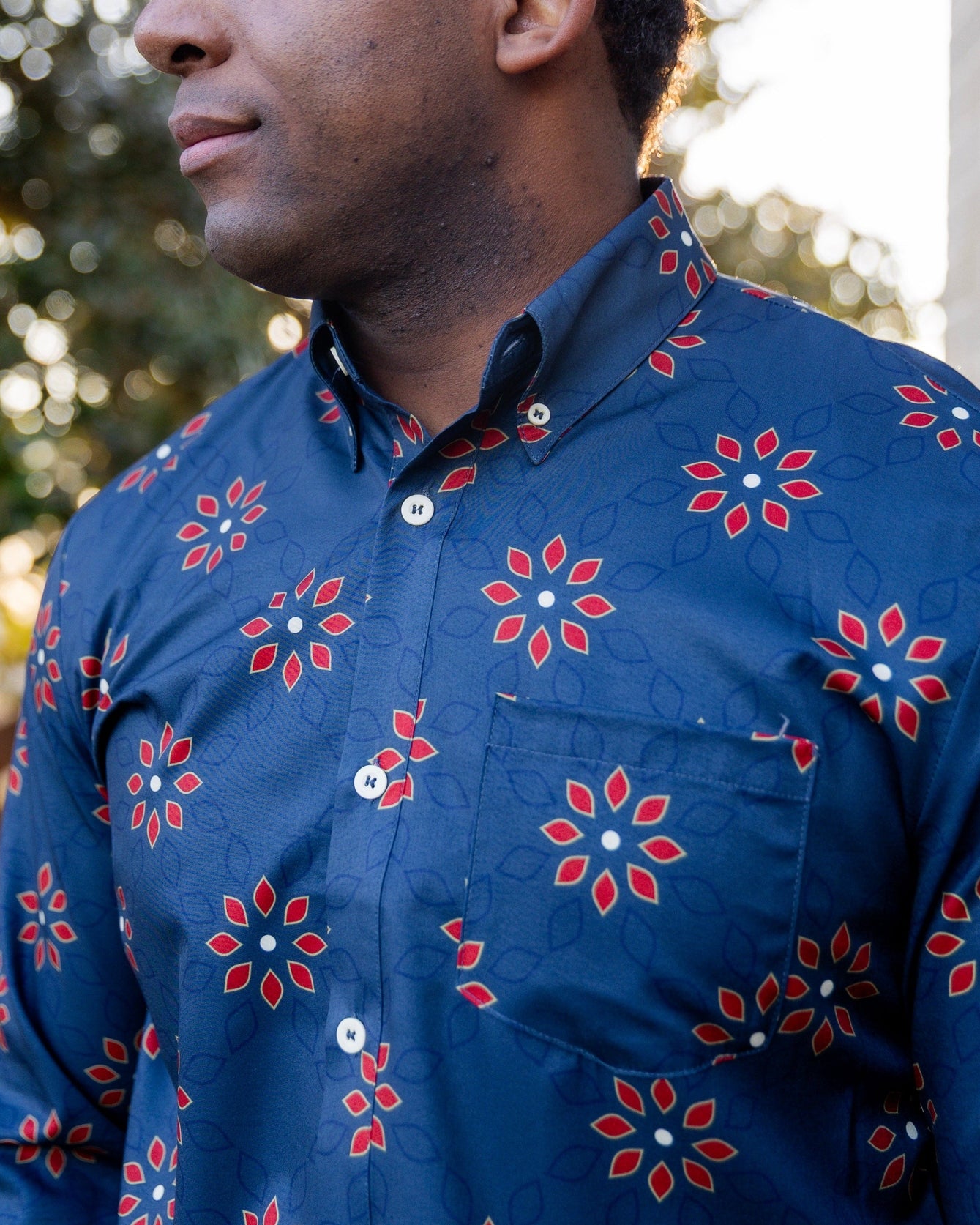 Men's Button Down Shirt in Midnight Field - Final Sale nuggles-clothing