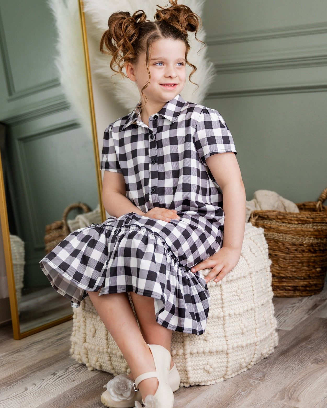 Girls Ellie Dress in Storybook Check nuggles-clothing