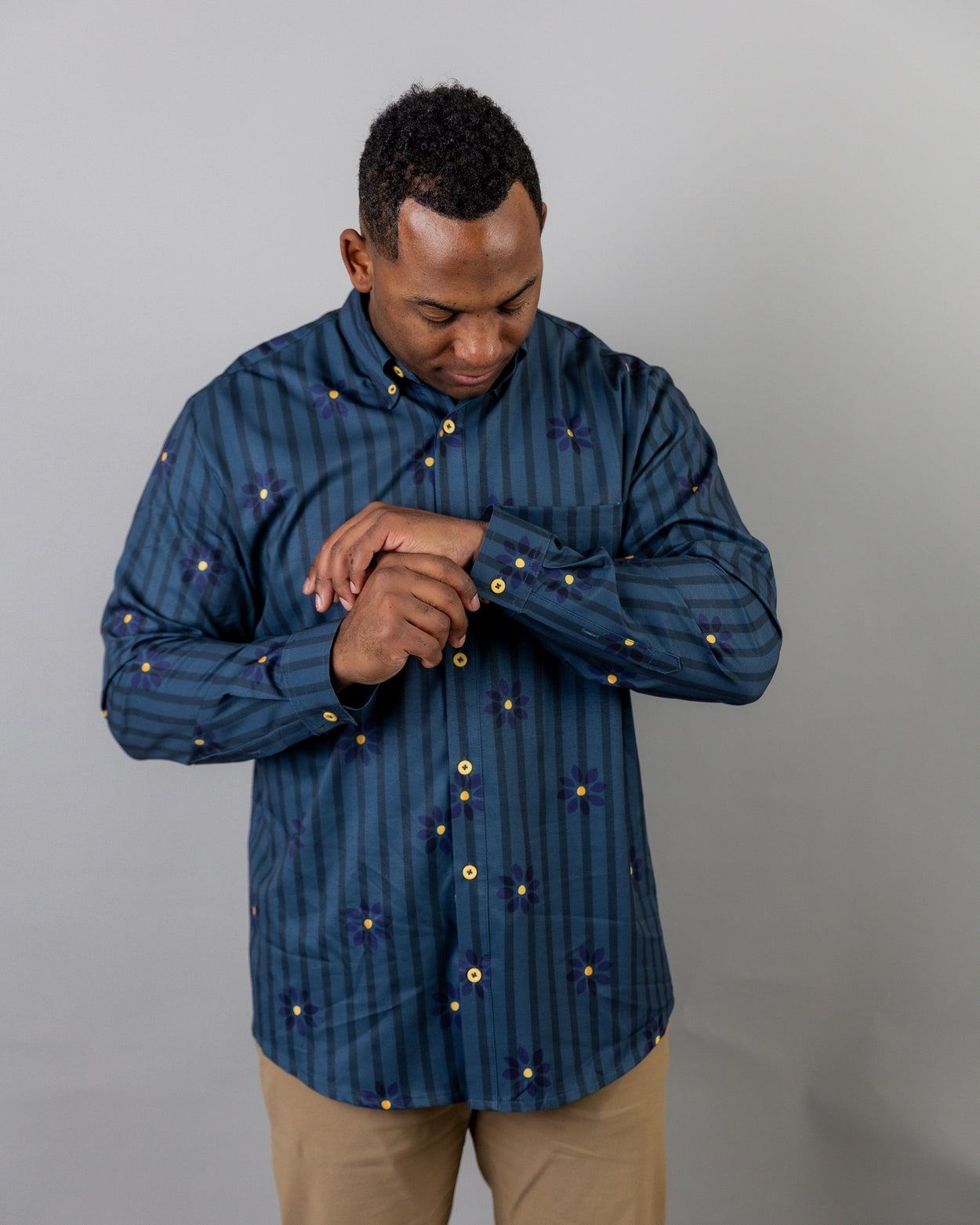 Men's Button Down Shirt in Pinstripe Ditsy - Final Sale nuggles-clothing