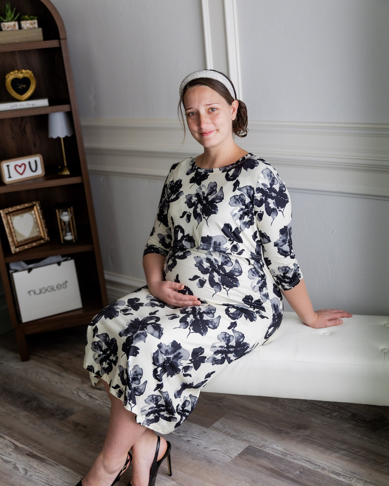 Nalani Nursing Dress in Ink Blossom - Final Sale nuggles-clothing