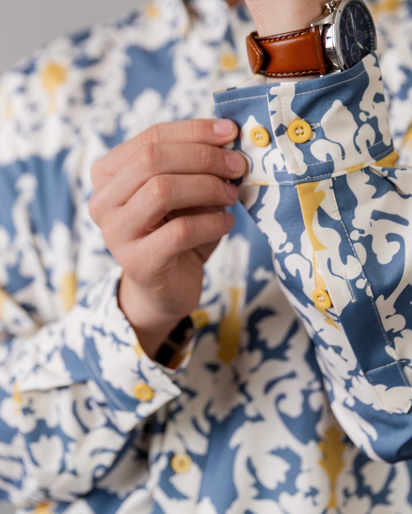 Men's Button Down Shirt in Steel Damask - Final Sale nuggles-clothing