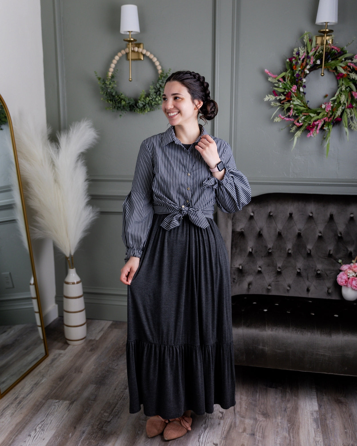 Riley Dress in Heather Gray - Final Sale nuggles-clothing