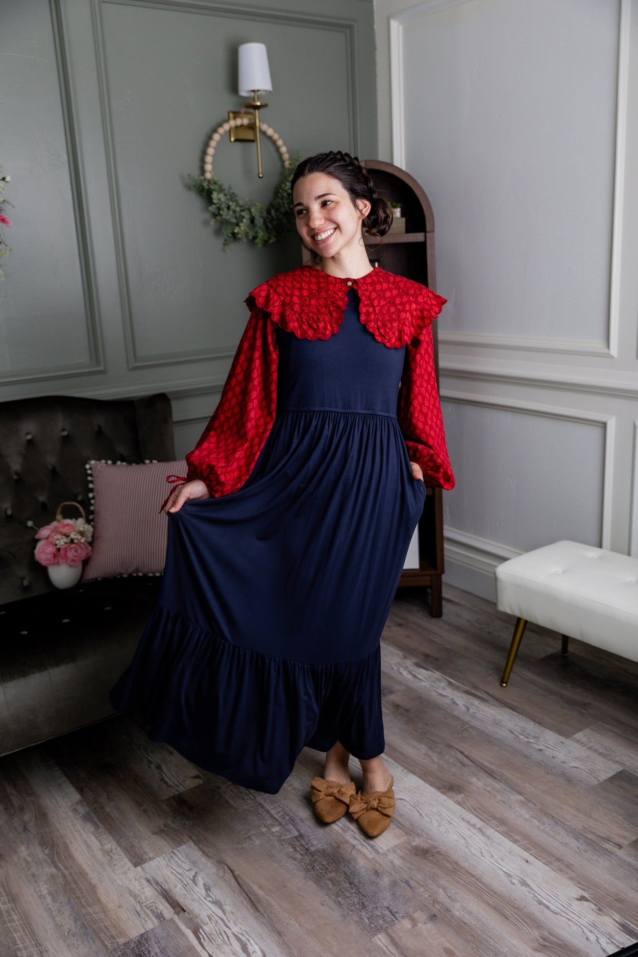 Riley Dress in Navy - Final Sale nuggles-clothing