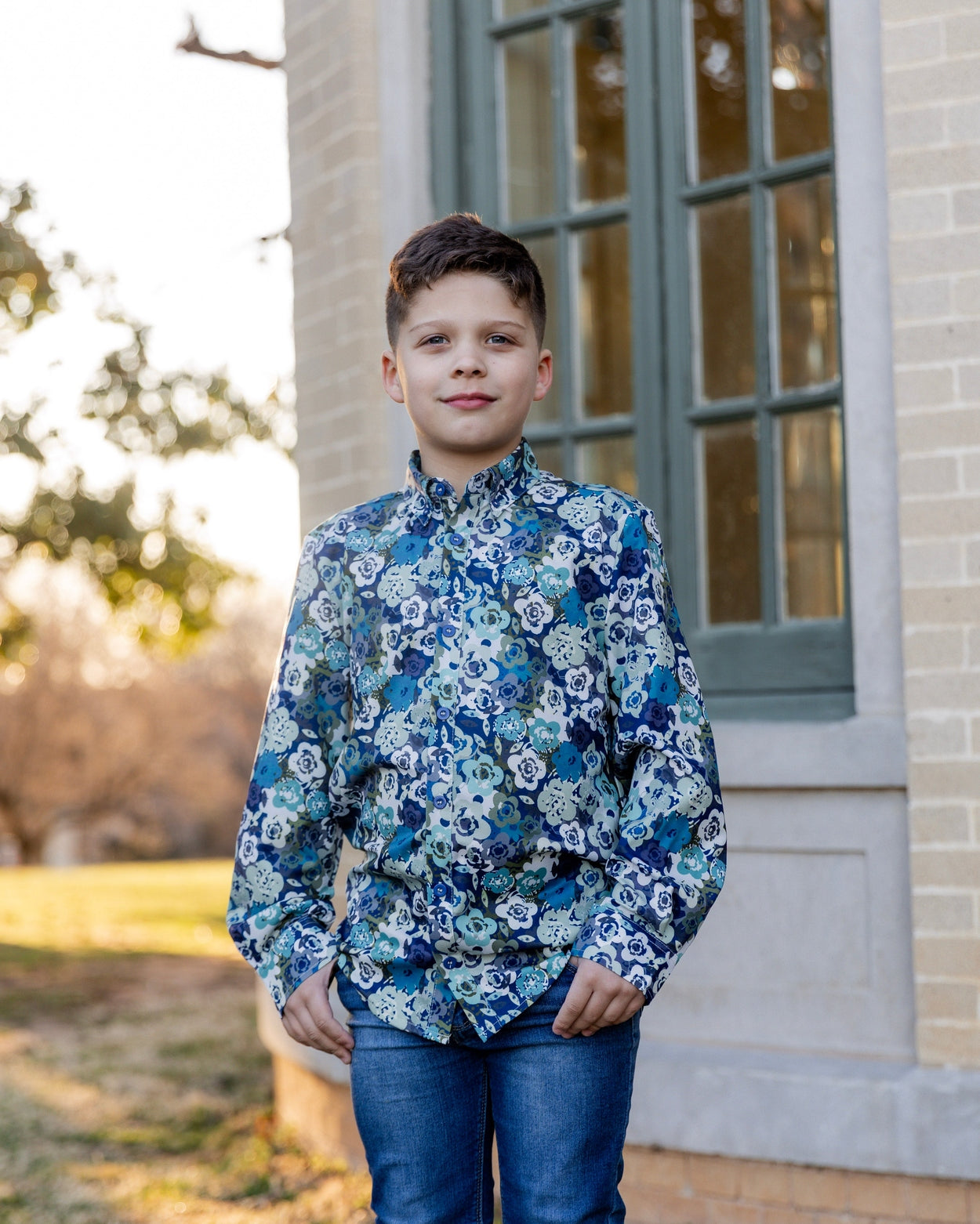 Boys' Button Down Shirt in Storm Brush - Final Sale nuggles-clothing