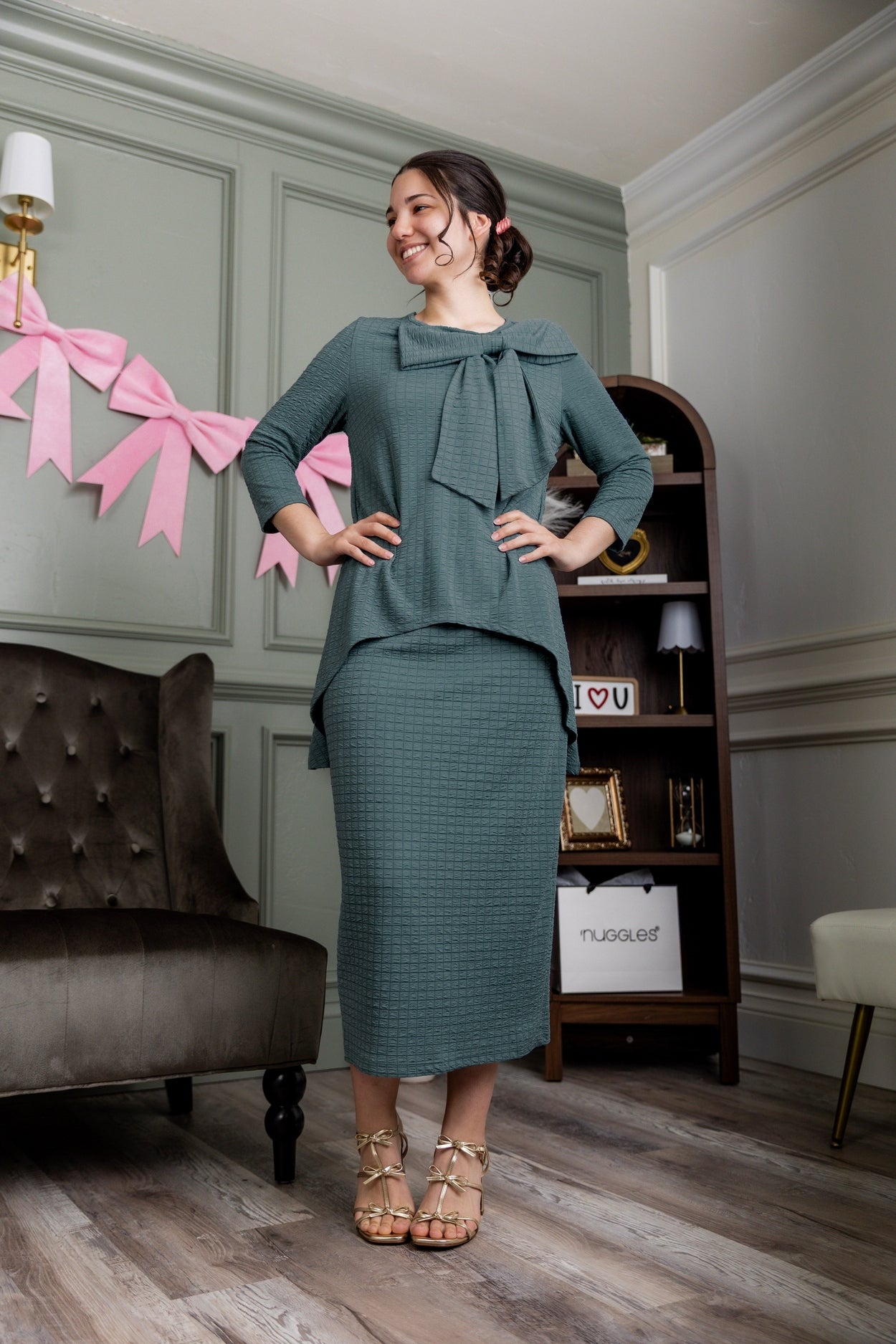 31" Eleanor Skirt in Green - Final Sale nuggles-clothing