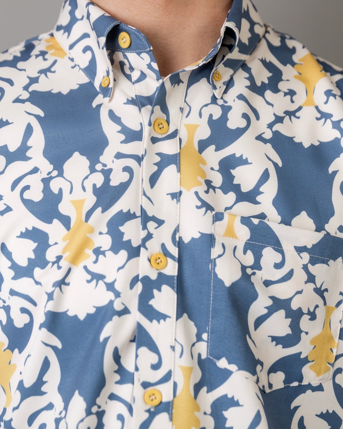 Men's Button Down Shirt in Steel Damask - Final Sale nuggles-clothing