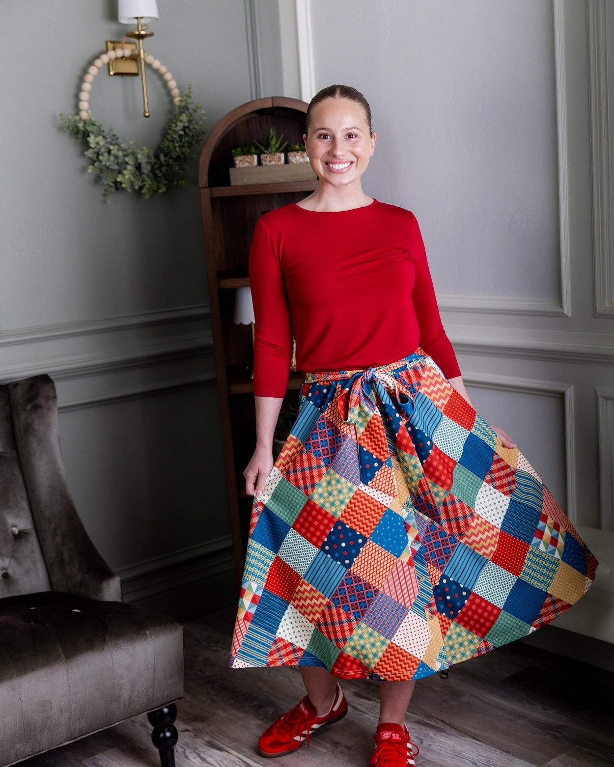 Bria Skirt in Scrappy Sweetheart nuggles-clothing