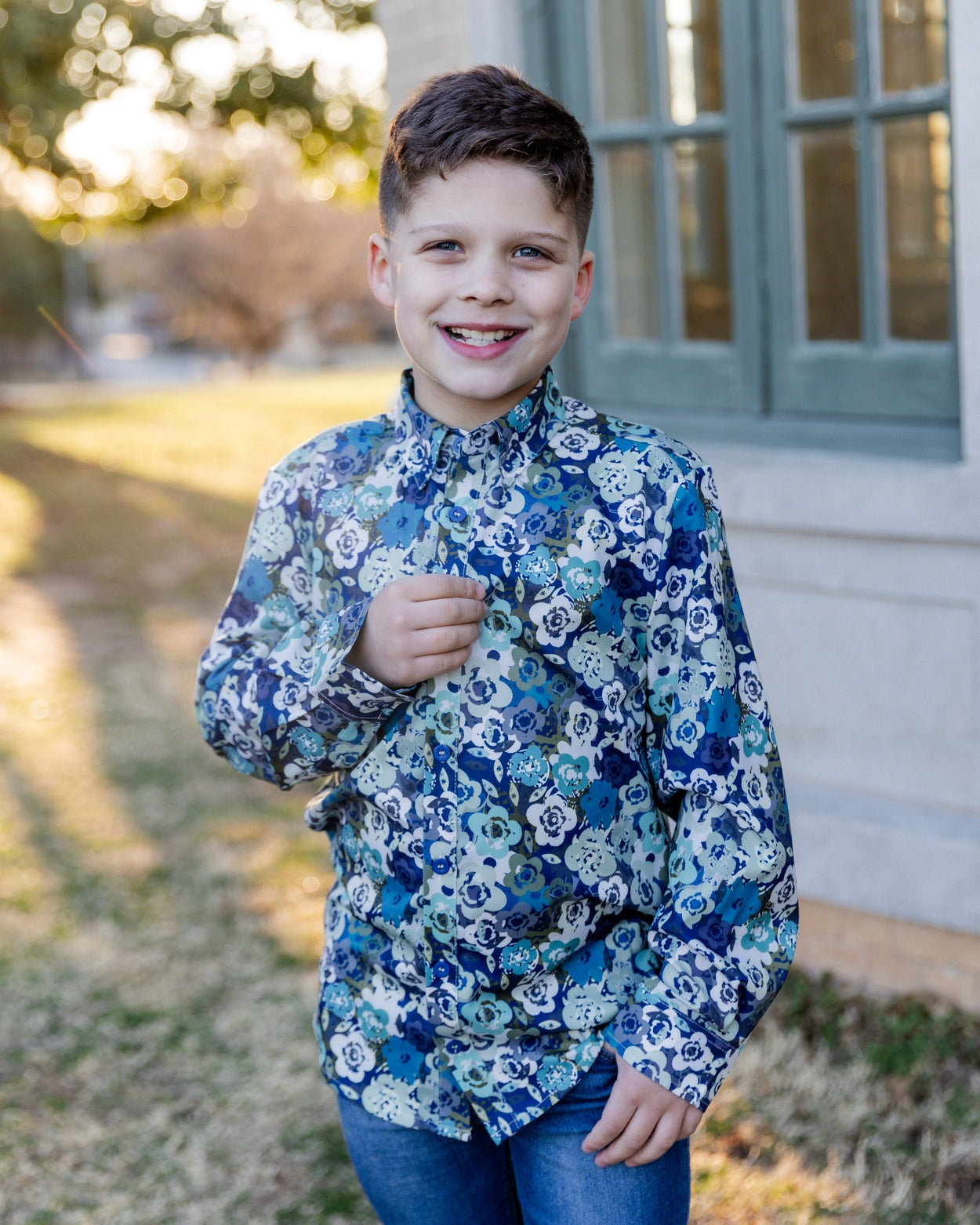 Boys' Button Down Shirt in Storm Brush - Final Sale nuggles-clothing