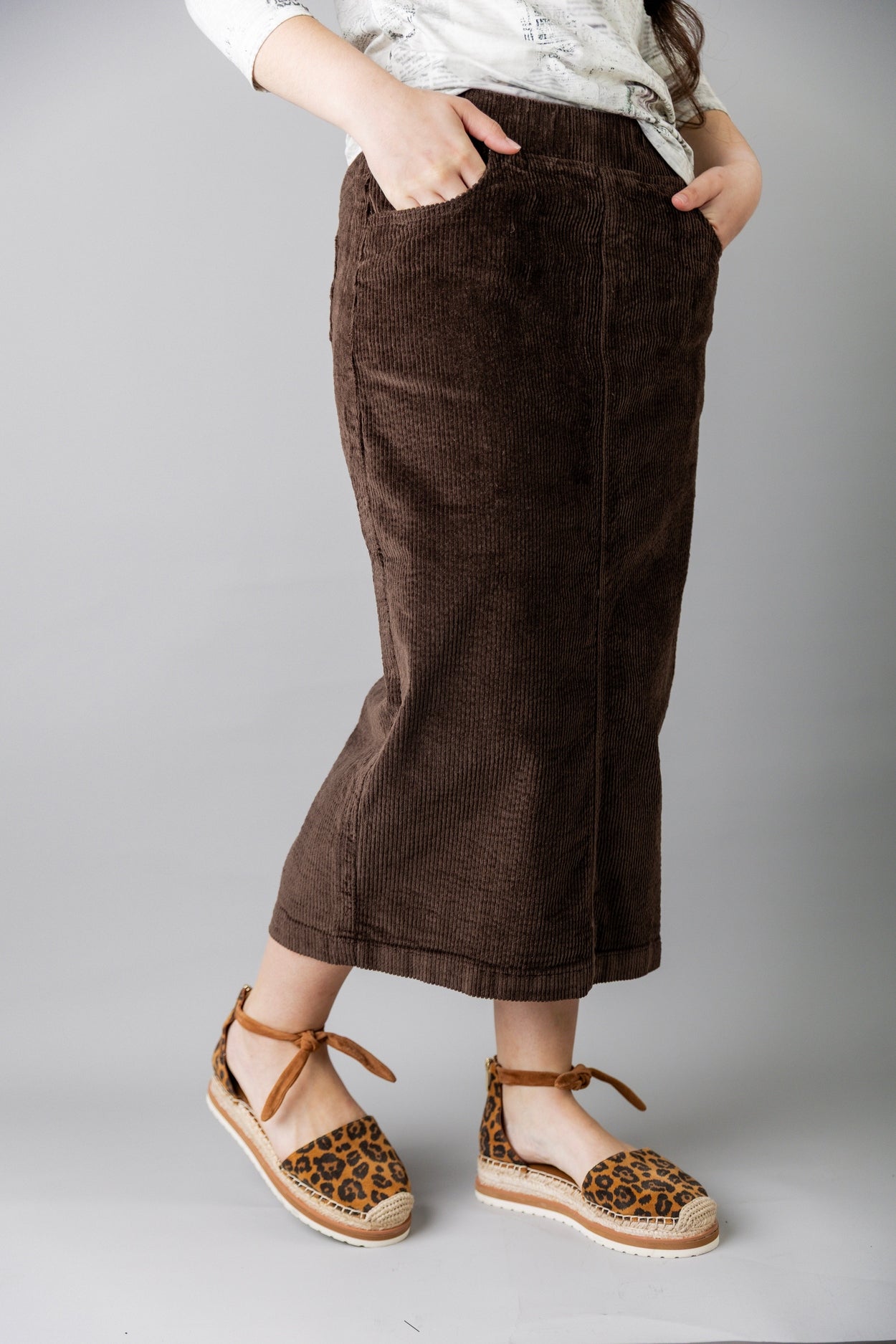31" Corduroy Skirt in Chocolate Brown - Final Sale nuggles-clothing