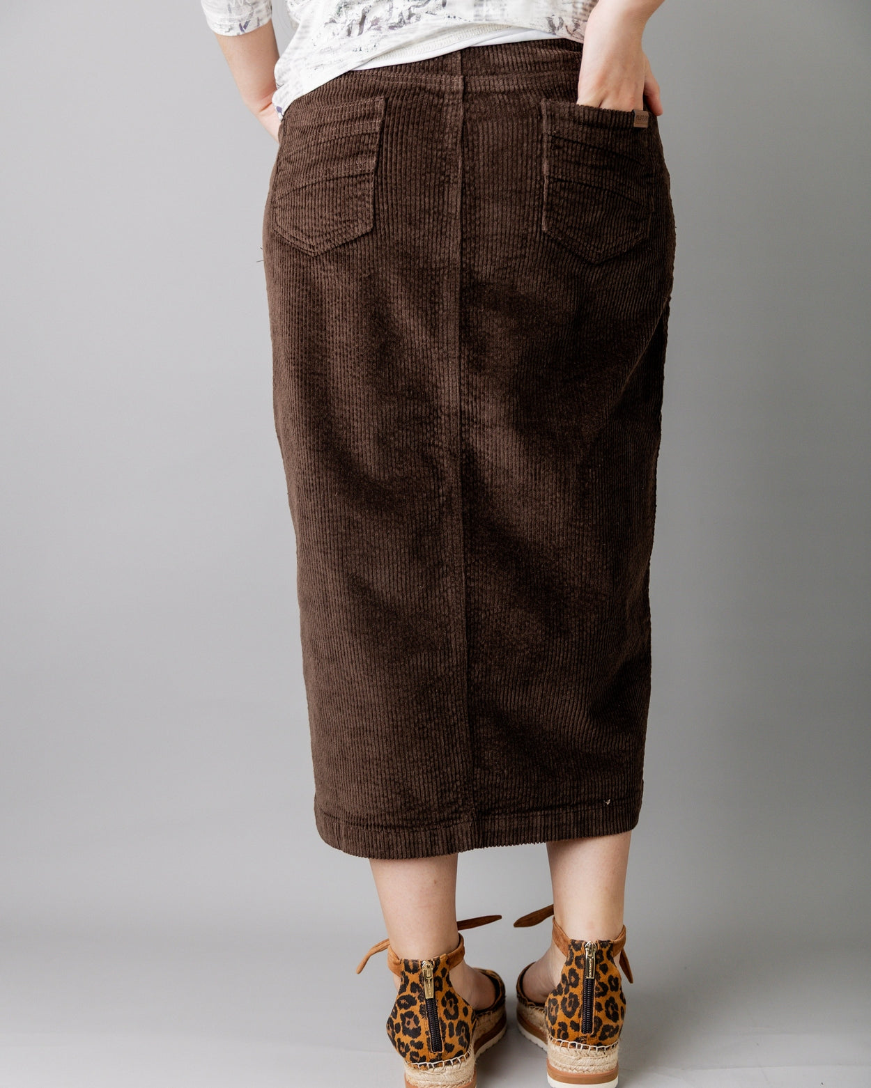 31" Corduroy Skirt in Chocolate Brown - Final Sale nuggles-clothing