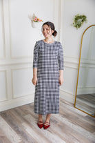 Model wearing  Nuggles® Original Style Midi Layering Dress in soft cotton knit