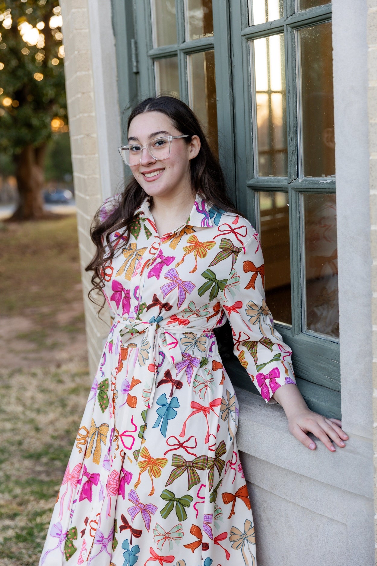 Rachel Dress in Bow Garden nuggles-clothing