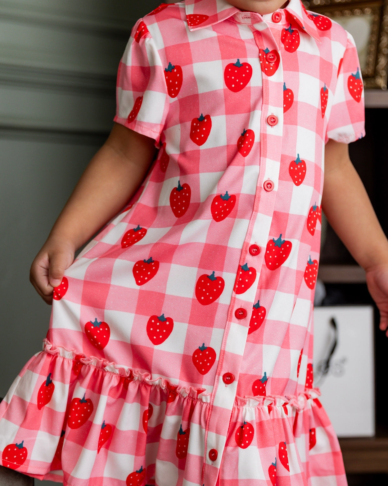 Girls Ellie Dress in Strawberry Sweetheart nuggles-clothing