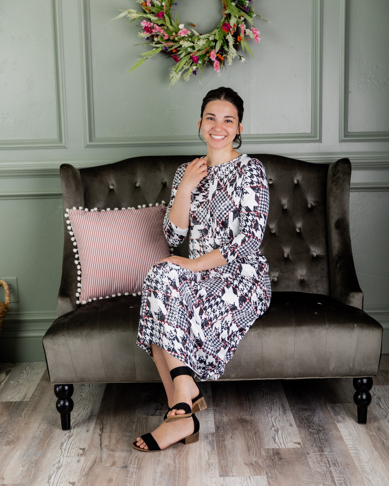 Model wearing Nuggles® Cindy Bubble Dress in Midtown Plaid