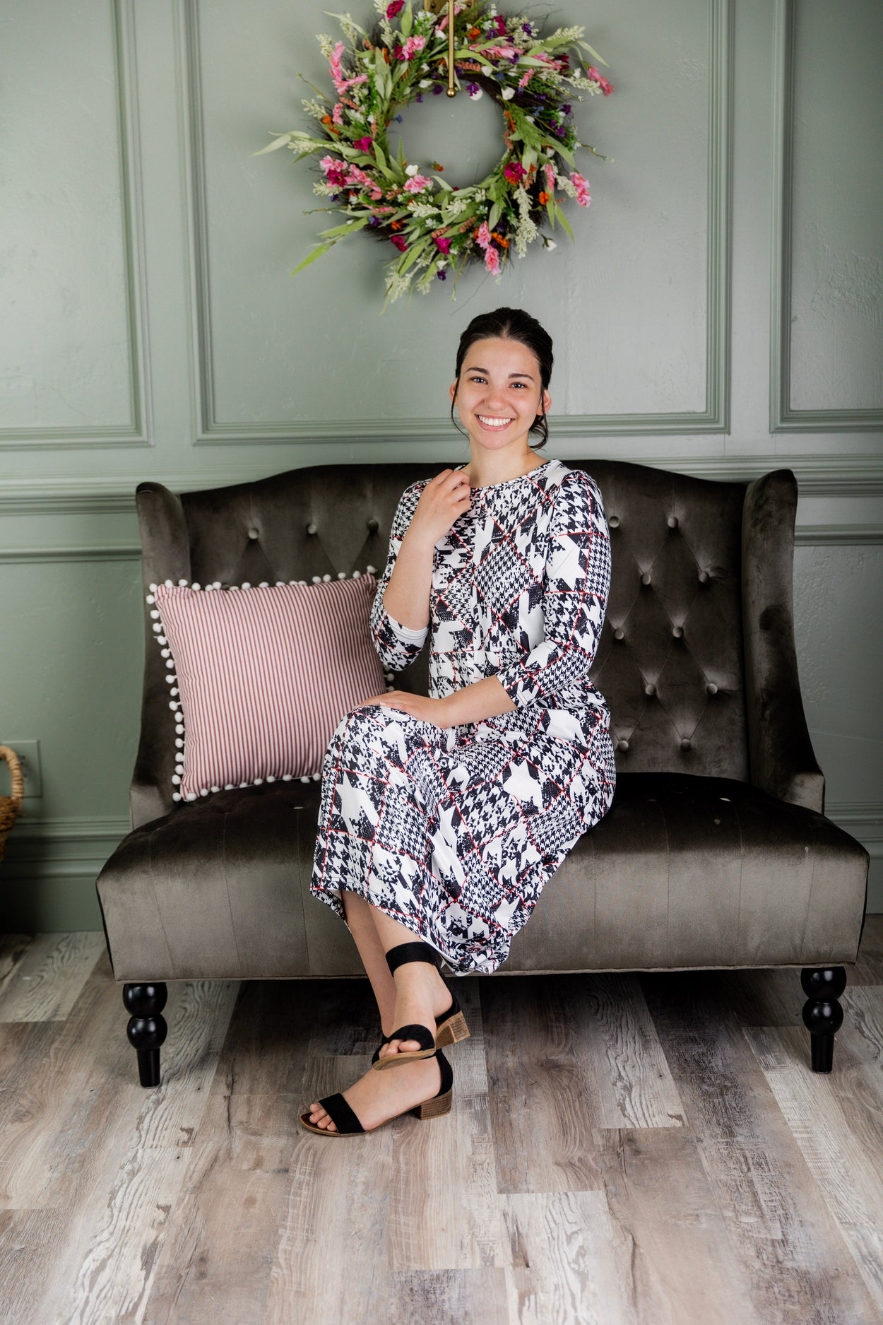 Model wearing Nuggles® Cindy Bubble Dress in Midtown Plaid