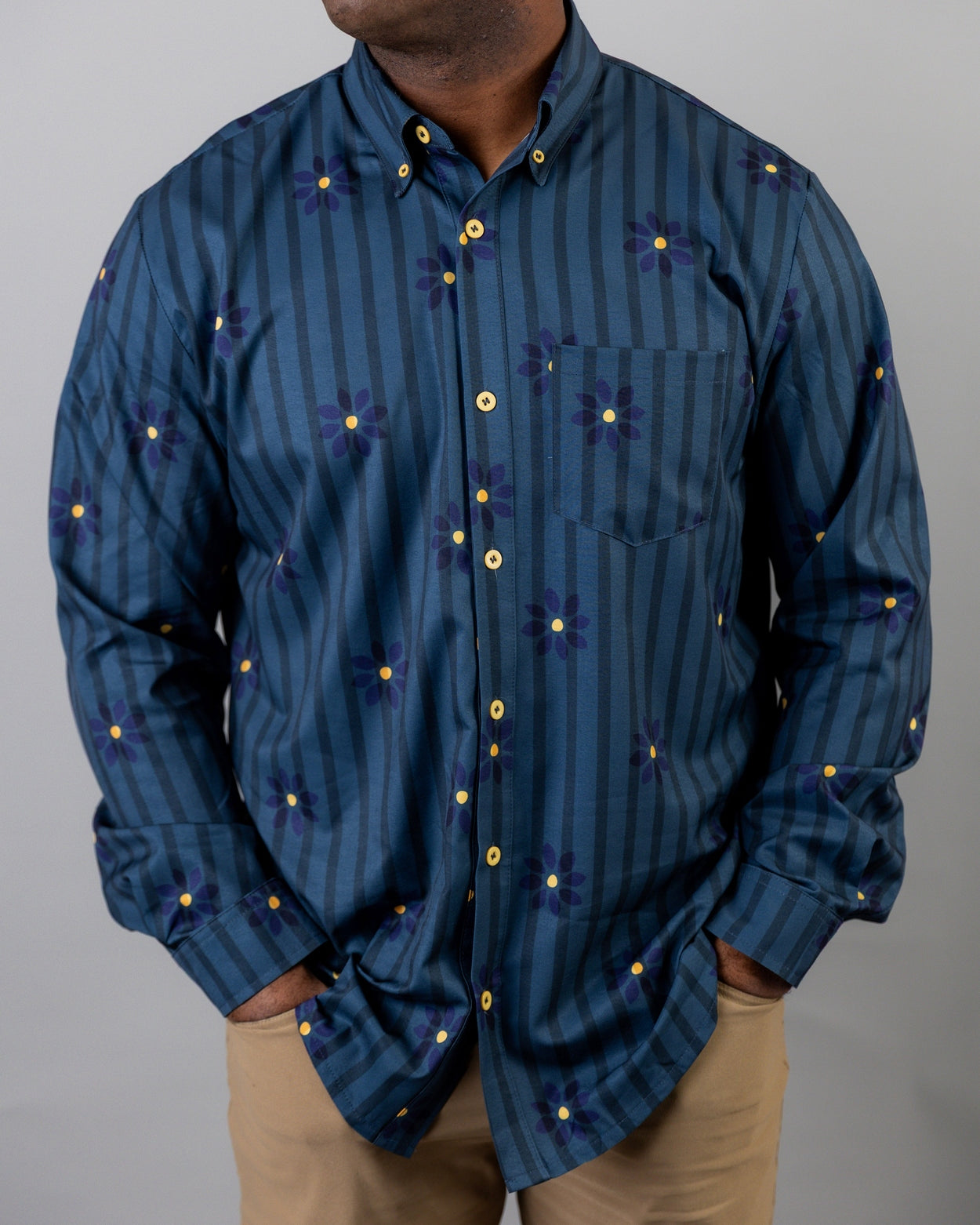 Men's Button Down Shirt in Pinstripe Ditsy - Final Sale nuggles-clothing
