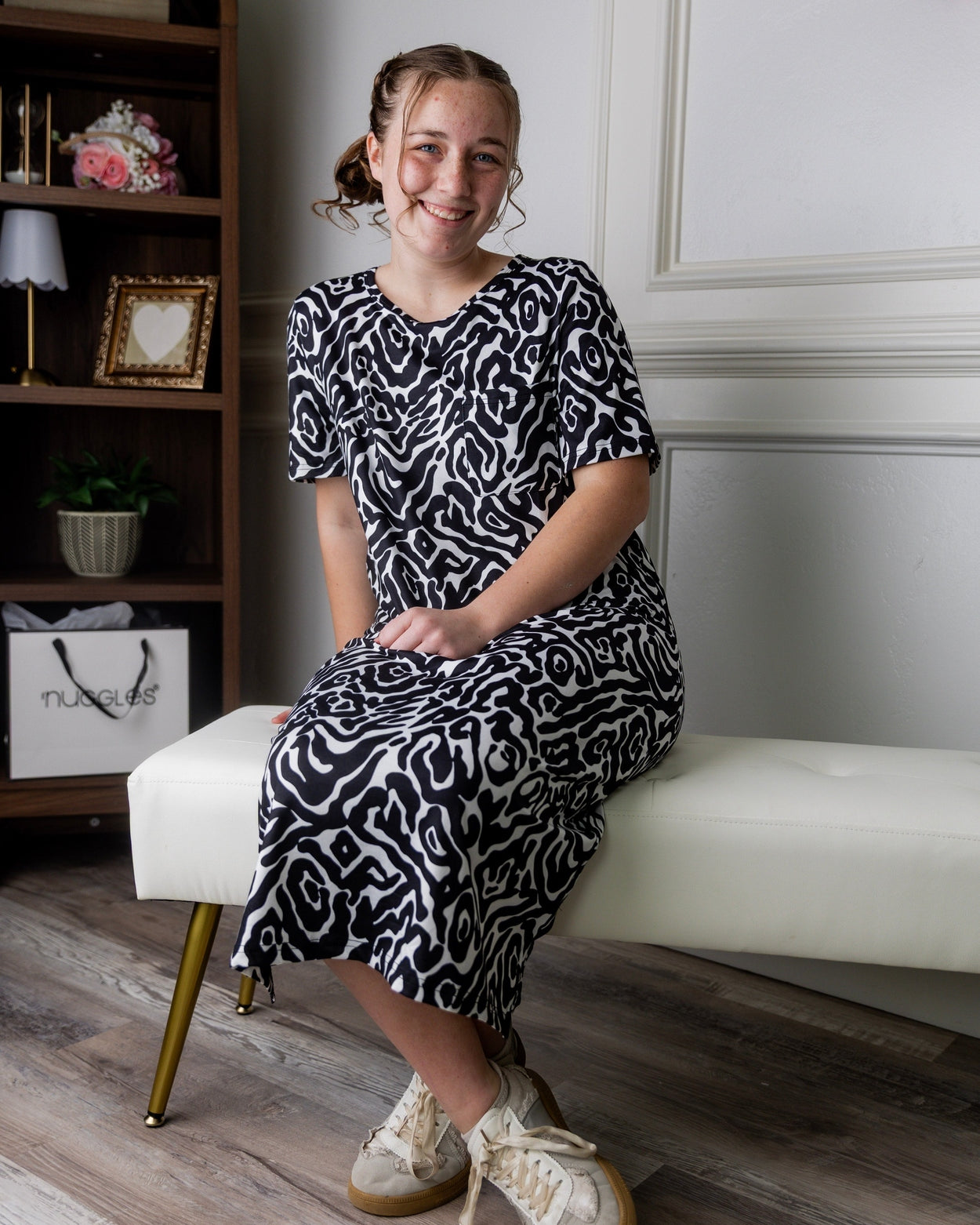 Aviva Dress in Black Ink Bloom nuggles-clothing
