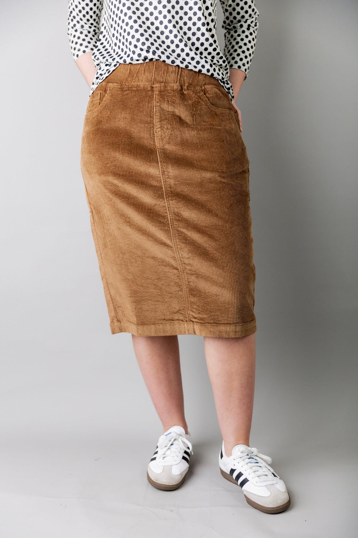 25" Corduroy Skirt in Golden Brown - Final Sale nuggles-clothing
