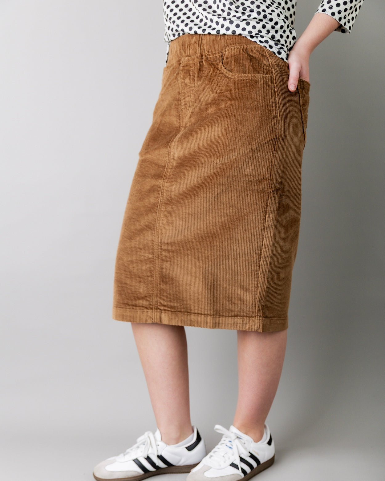 25" Corduroy Skirt in Golden Brown - Final Sale nuggles-clothing