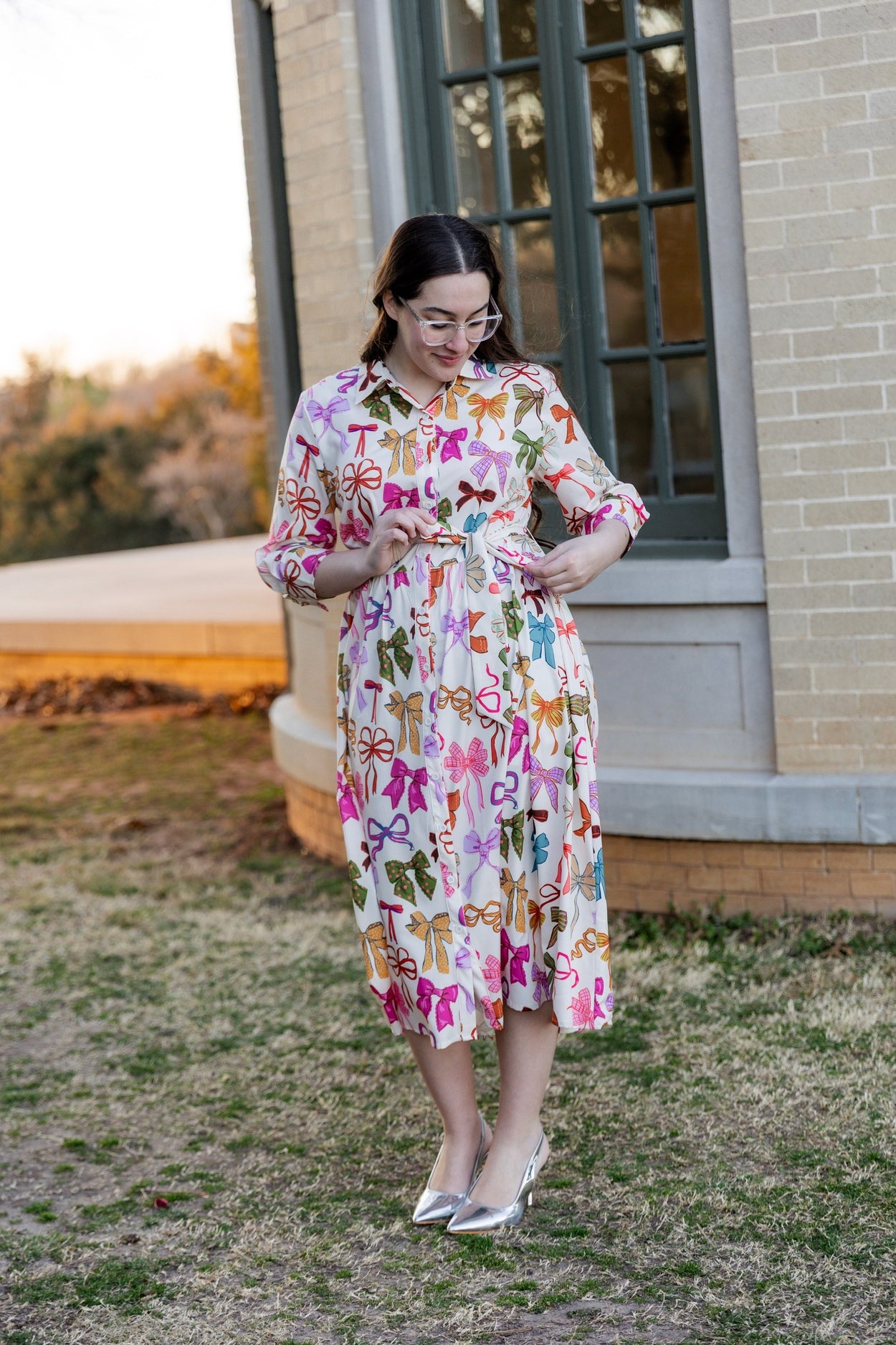 Rachel Dress in Bow Garden nuggles-clothing