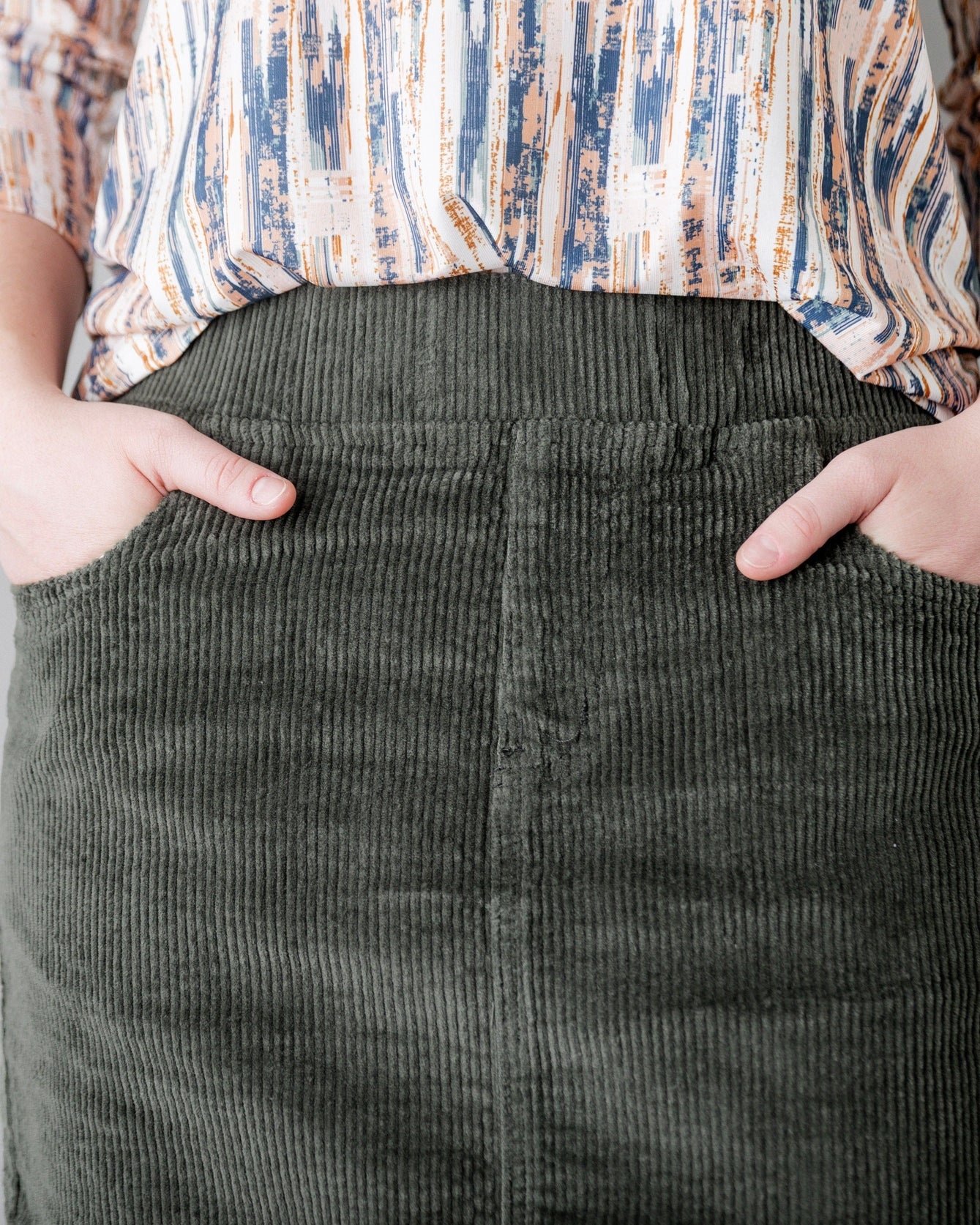 27" Corduroy Skirt in Army Green - Final Sale nuggles-clothing