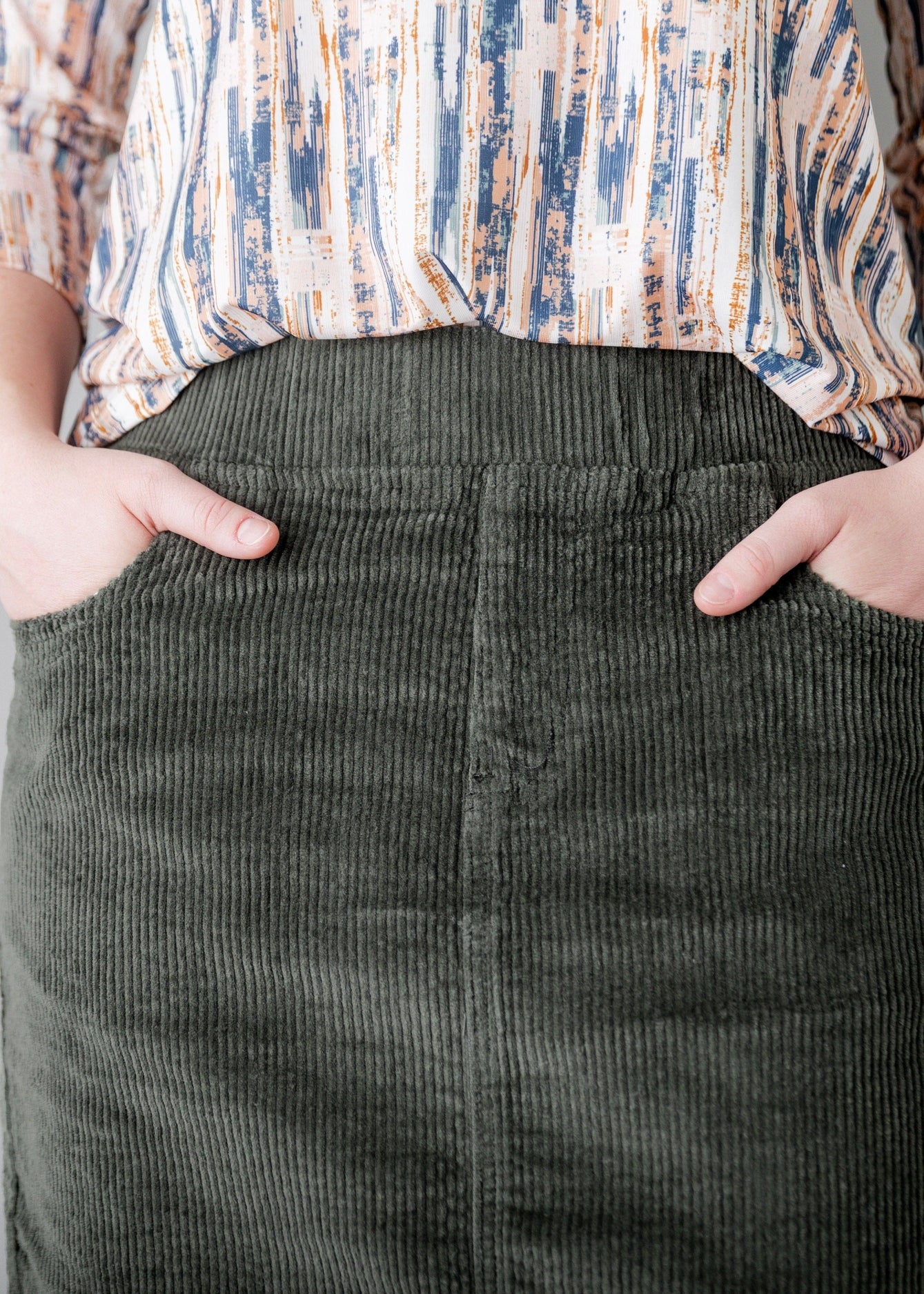 27" Corduroy Skirt in Army Green - Final Sale nuggles-clothing