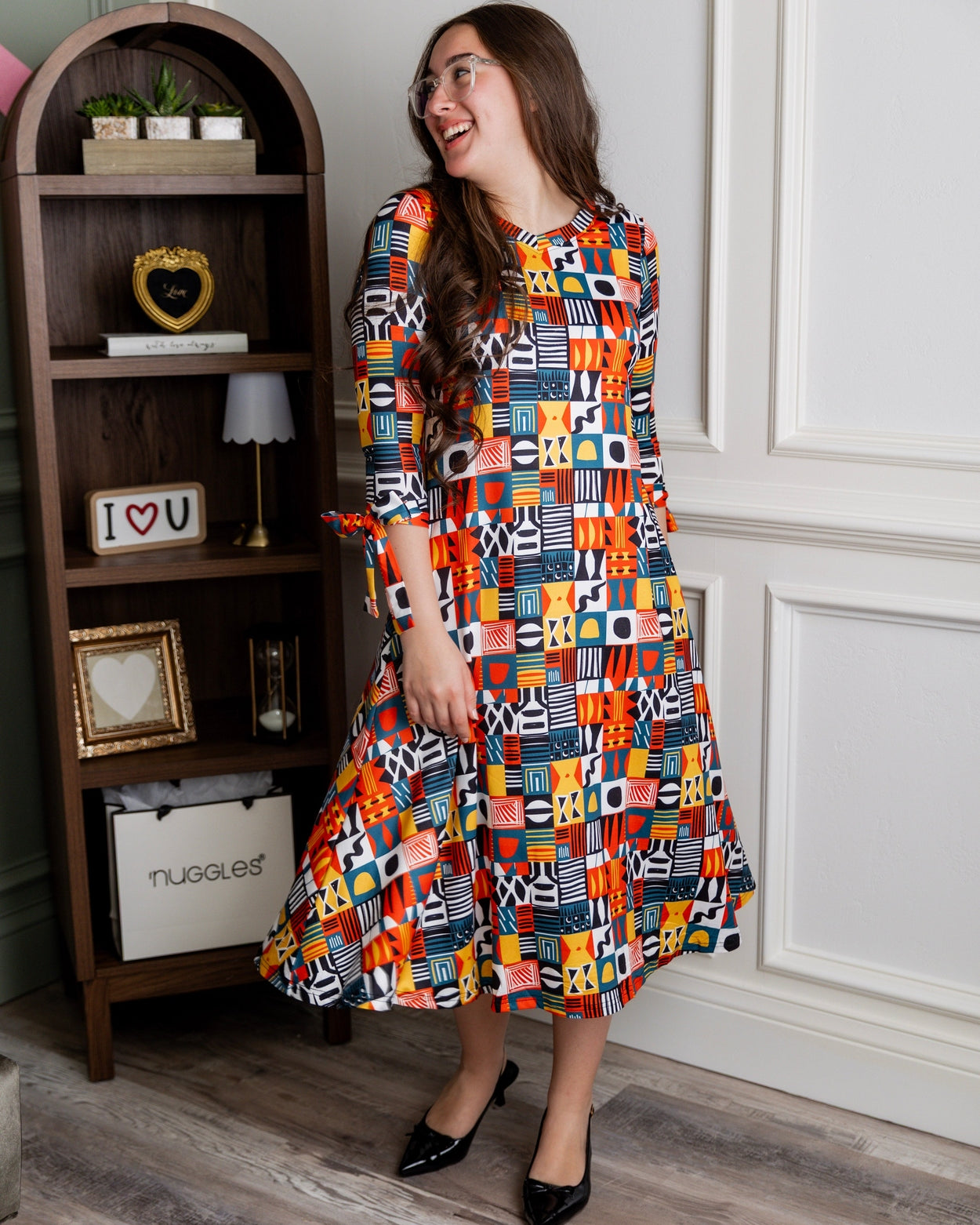 Hazel Dress in Playful Patchwork - Final Sale nuggles-clothing
