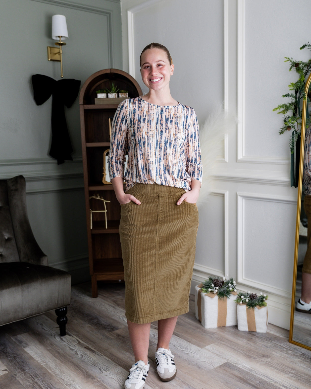 27" Corduroy Skirt in Tan - Final Sale nuggles-clothing