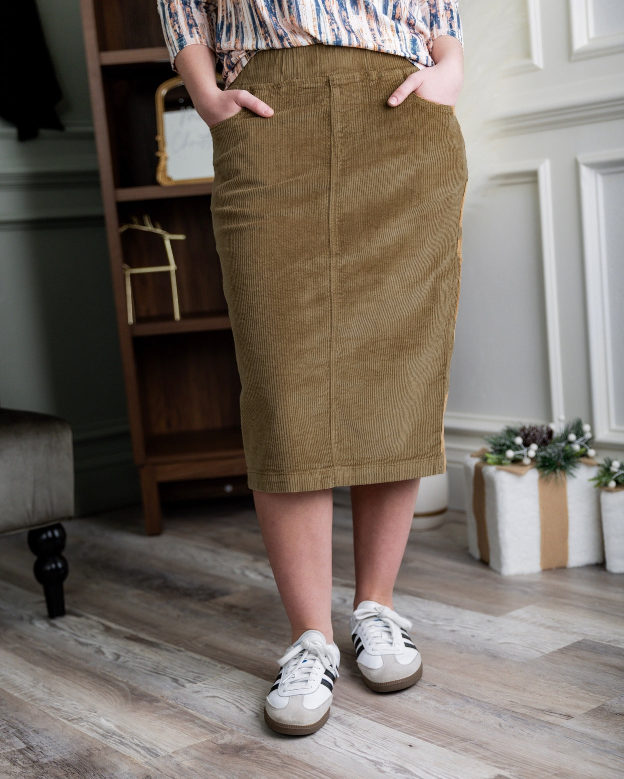 27" Corduroy Skirt in Tan - Final Sale nuggles-clothing