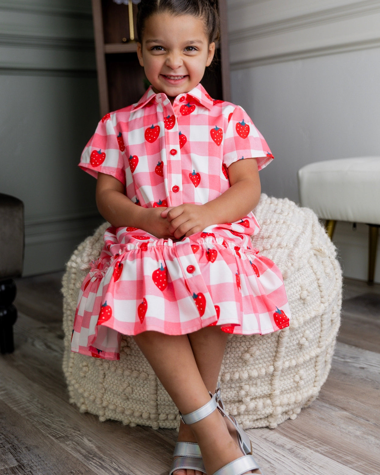 Girls Ellie Dress in Strawberry Sweetheart nuggles-clothing