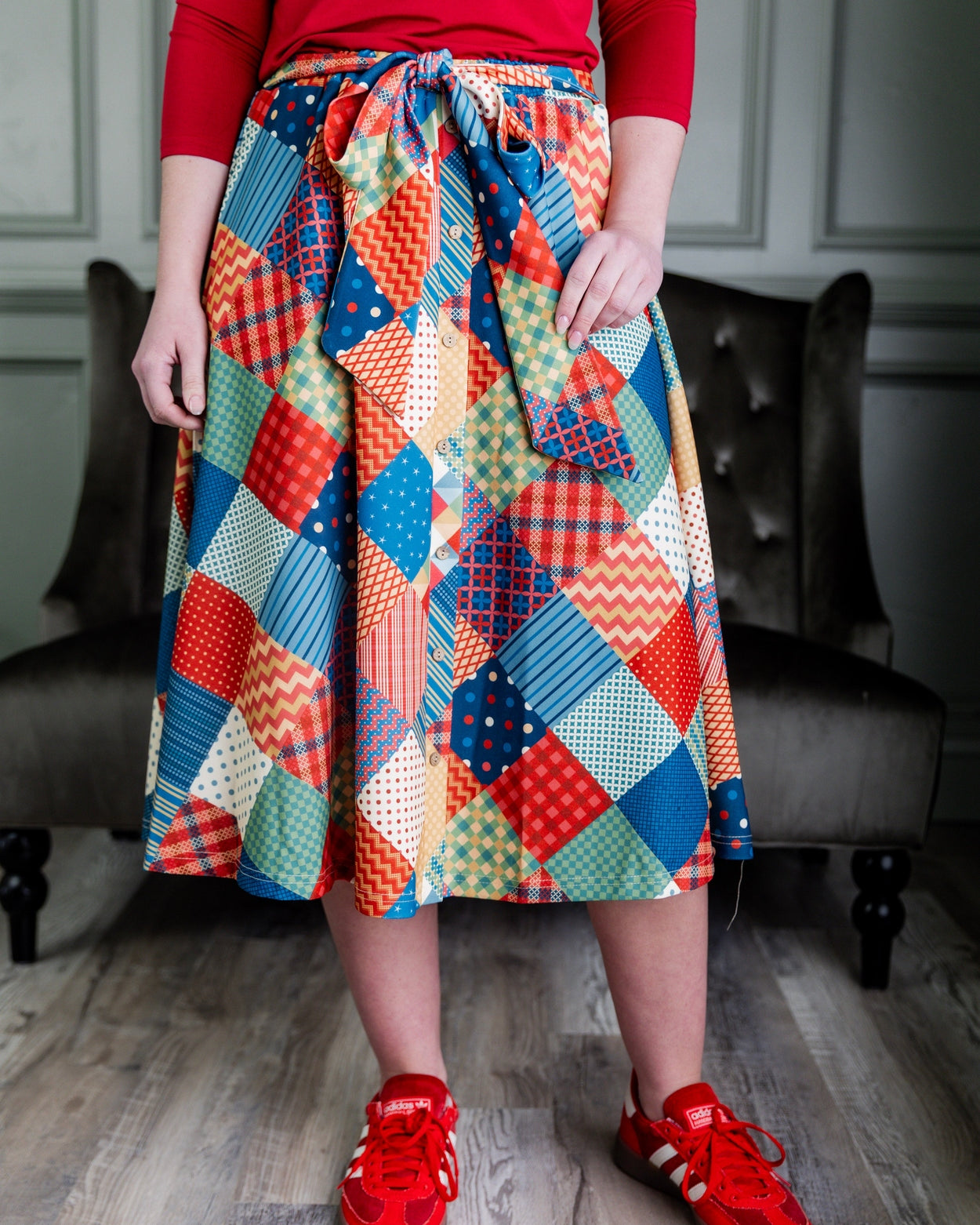 Bria Skirt in Scrappy Sweetheart nuggles-clothing