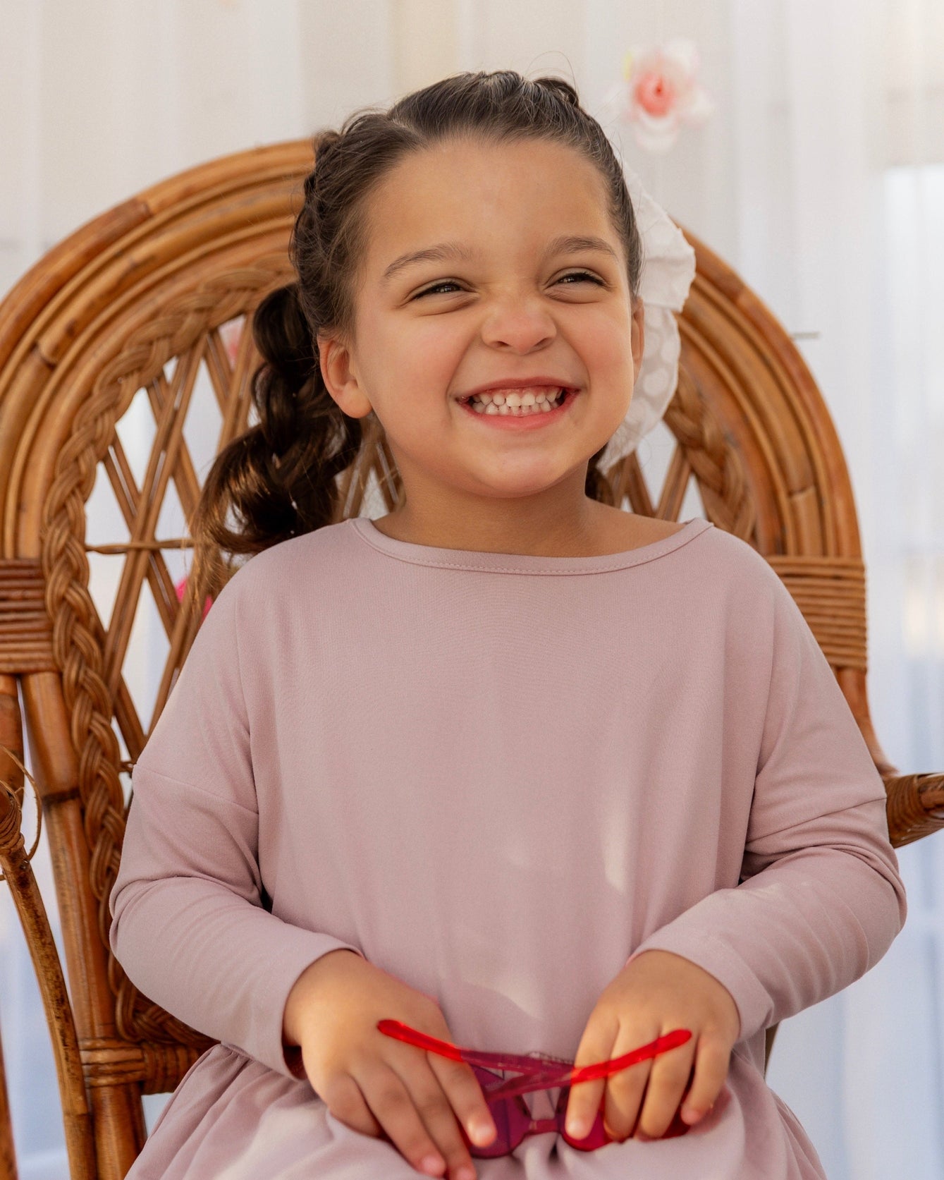 Girls' Farah Dress in Baby Pink - Final Sale nuggles-clothing