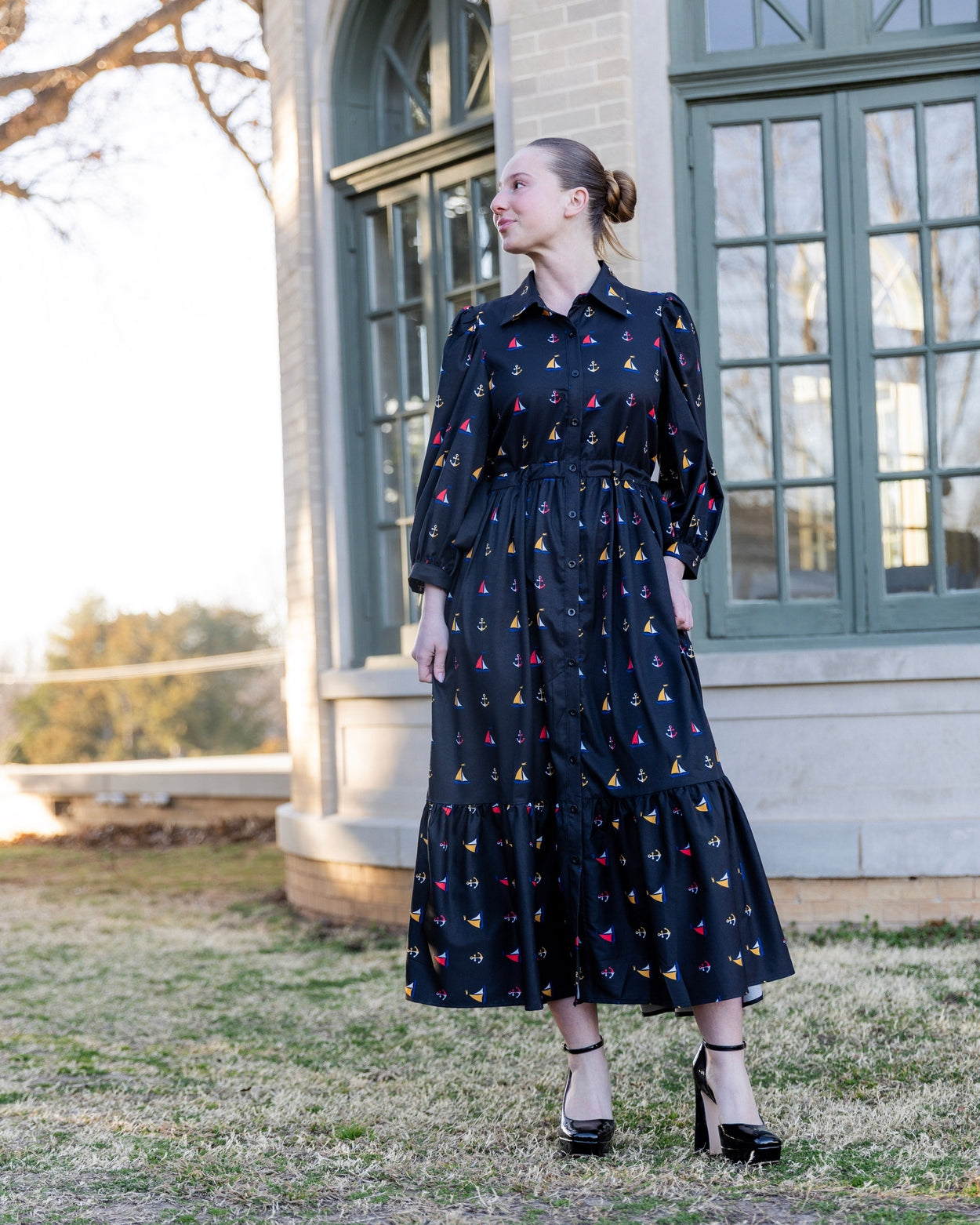 Leila Dress in Tiny Skipper nuggles-clothing