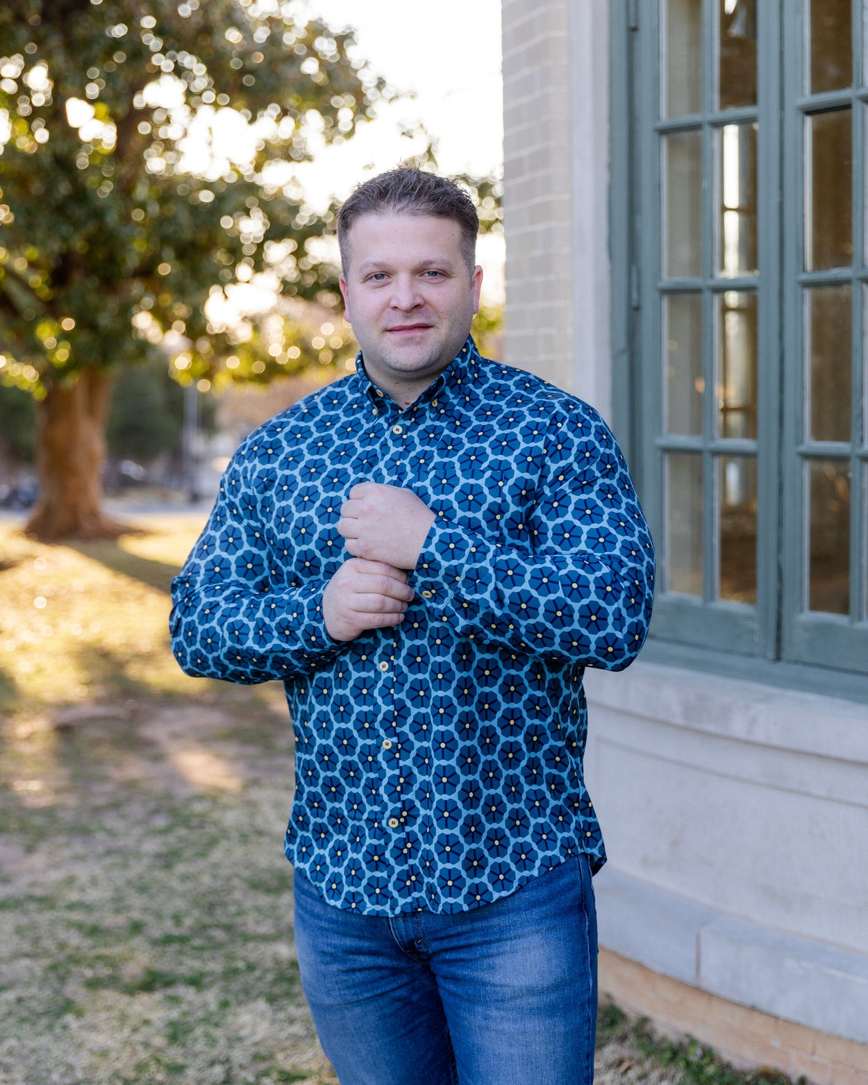 Men's Button Down Shirt in Forge Tile - Final Sale nuggles-clothing