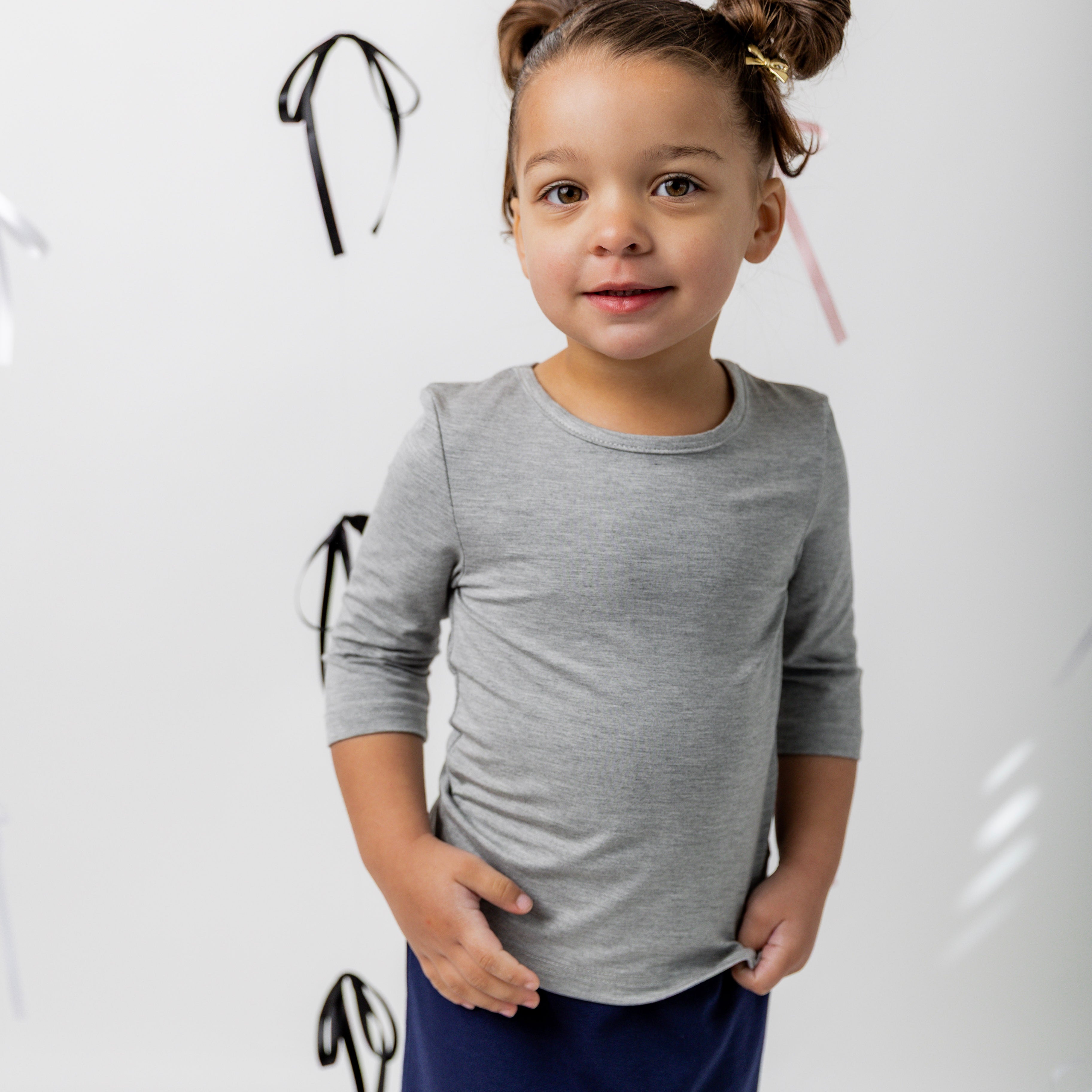 Modest girls essential tee from Nuggles® – soft cotton 3/4 sleeve layering shirt for everyday comfort and coverage