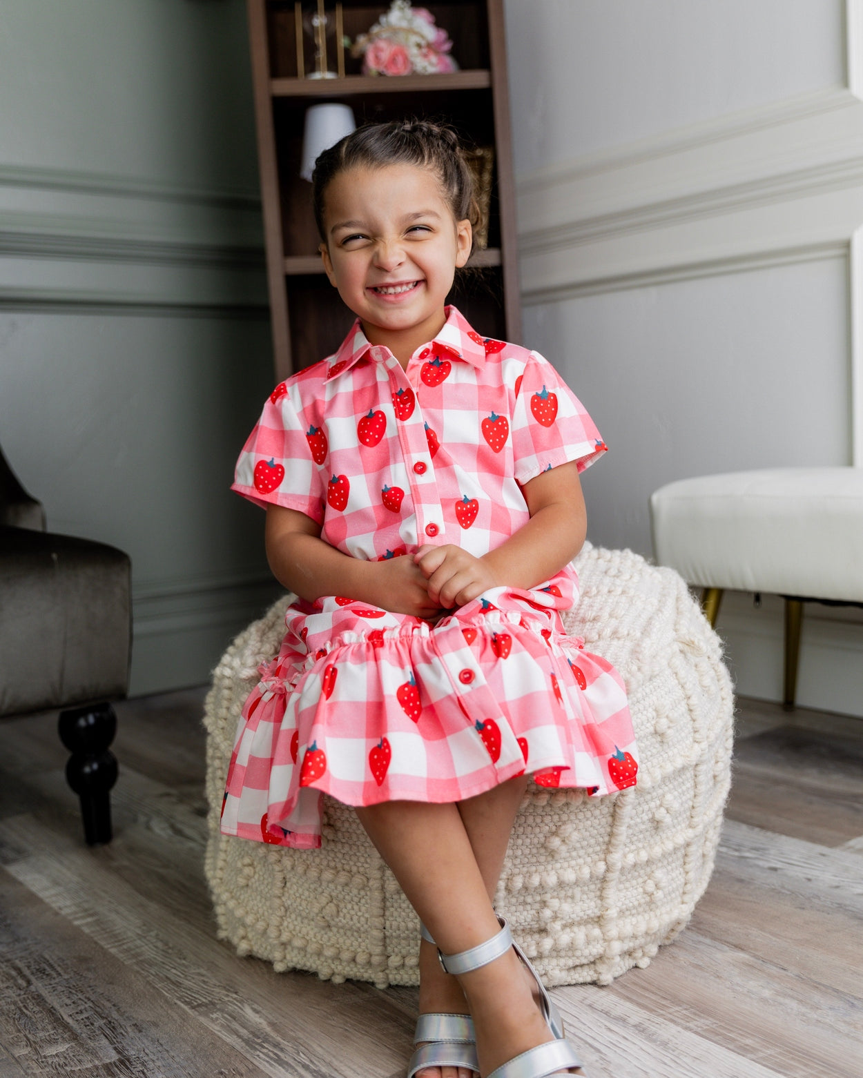 Girls Ellie Dress in Strawberry Sweetheart nuggles-clothing