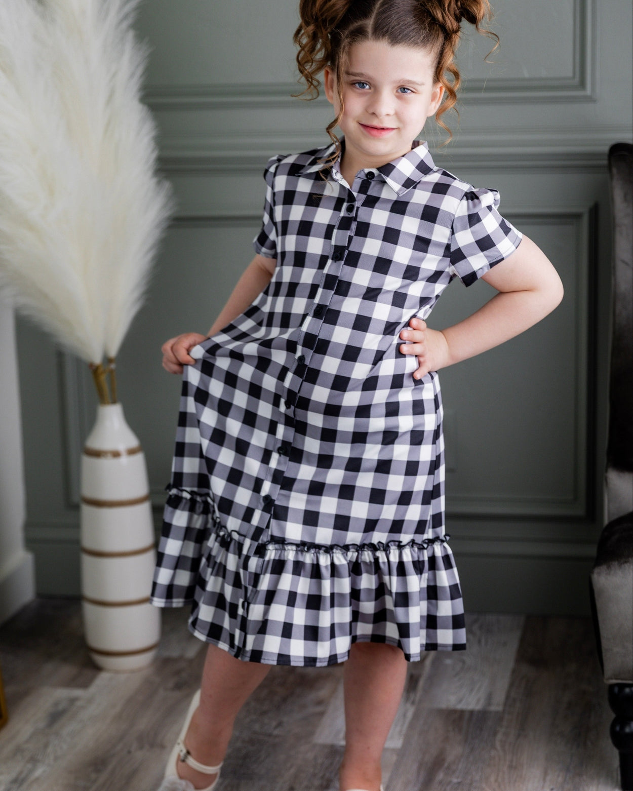 Girls Ellie Dress in Storybook Check nuggles-clothing