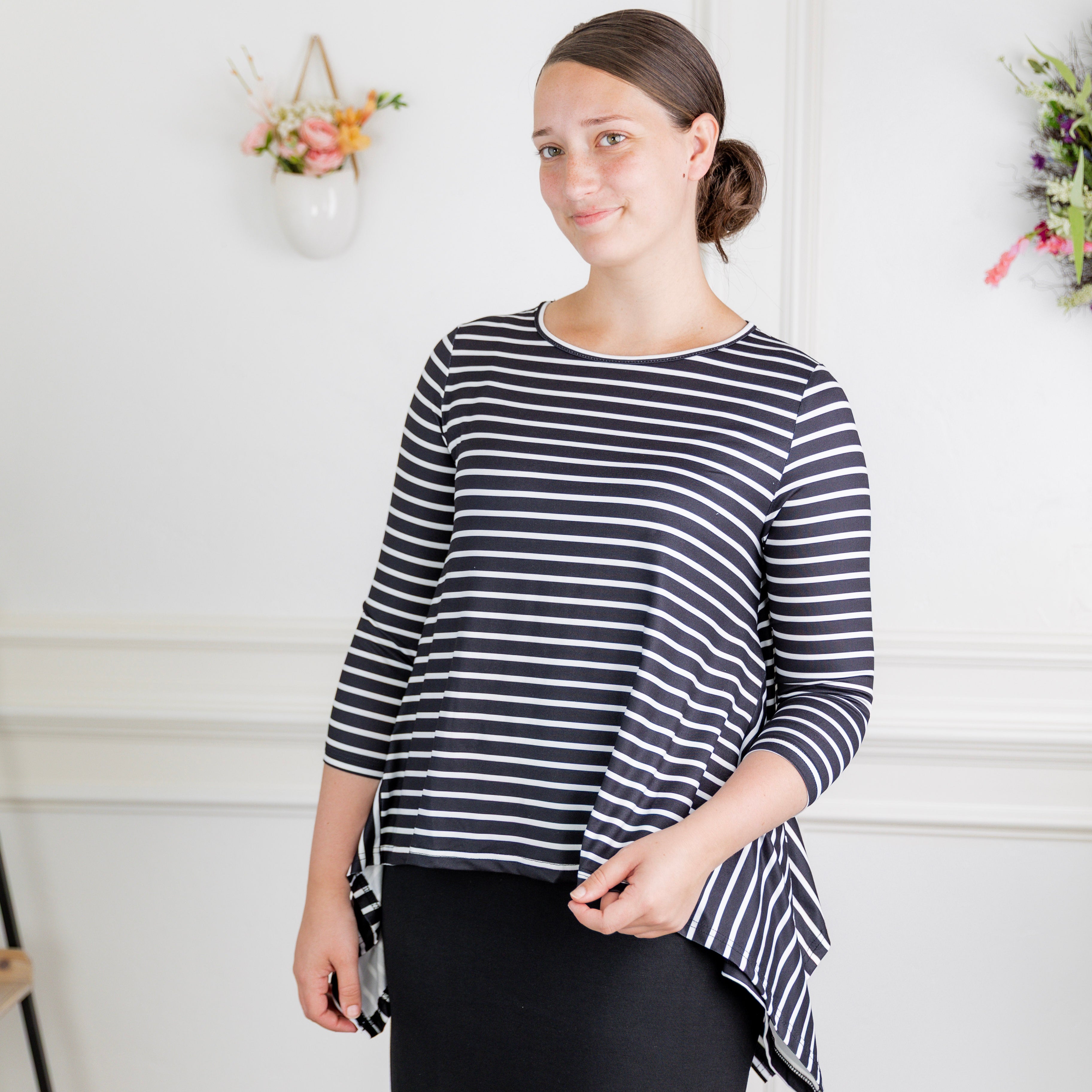 Norie Top by Nuggles® – modest women’s top with 3/4 sleeves and relaxed fit.