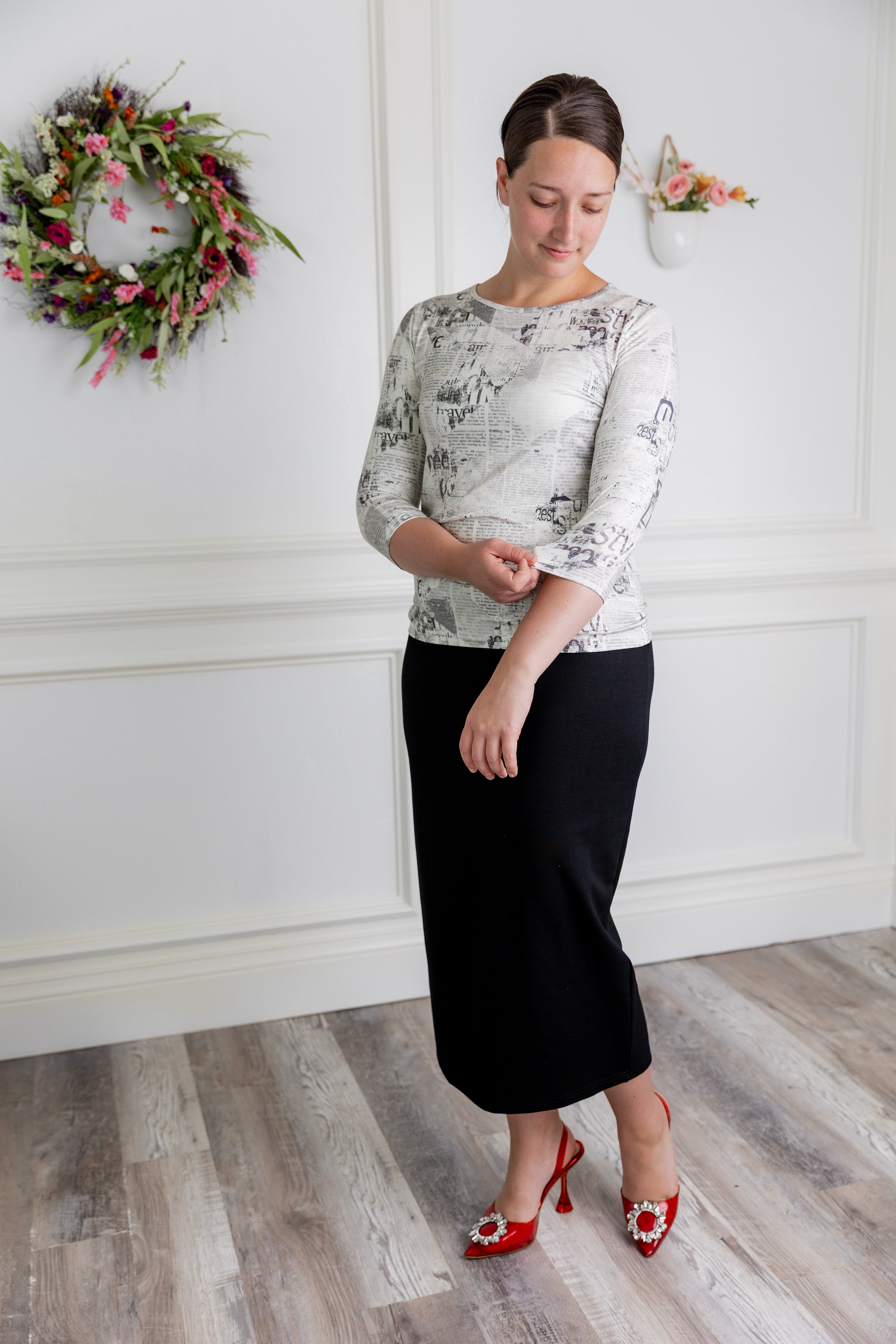 essential layering tee in prints, modest women's base layer by Nuggles®