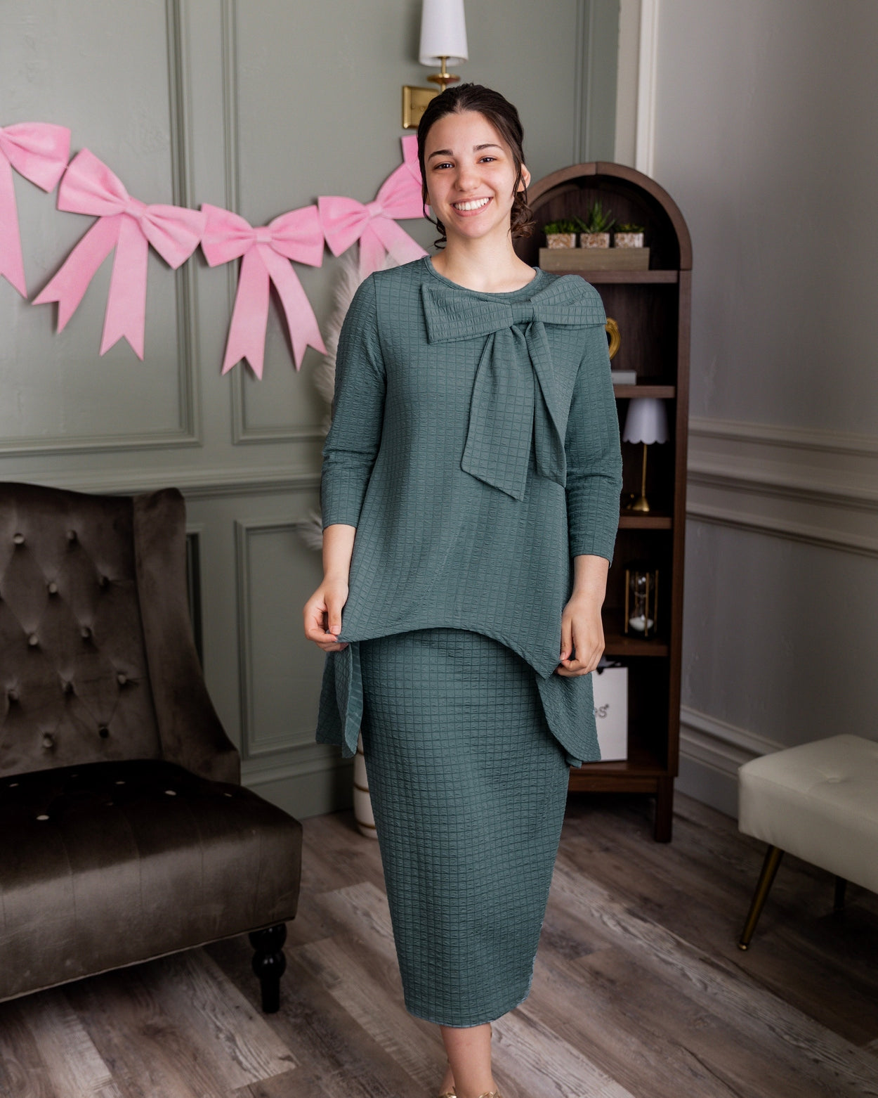 31" Eleanor Skirt in Green - Final Sale nuggles-clothing