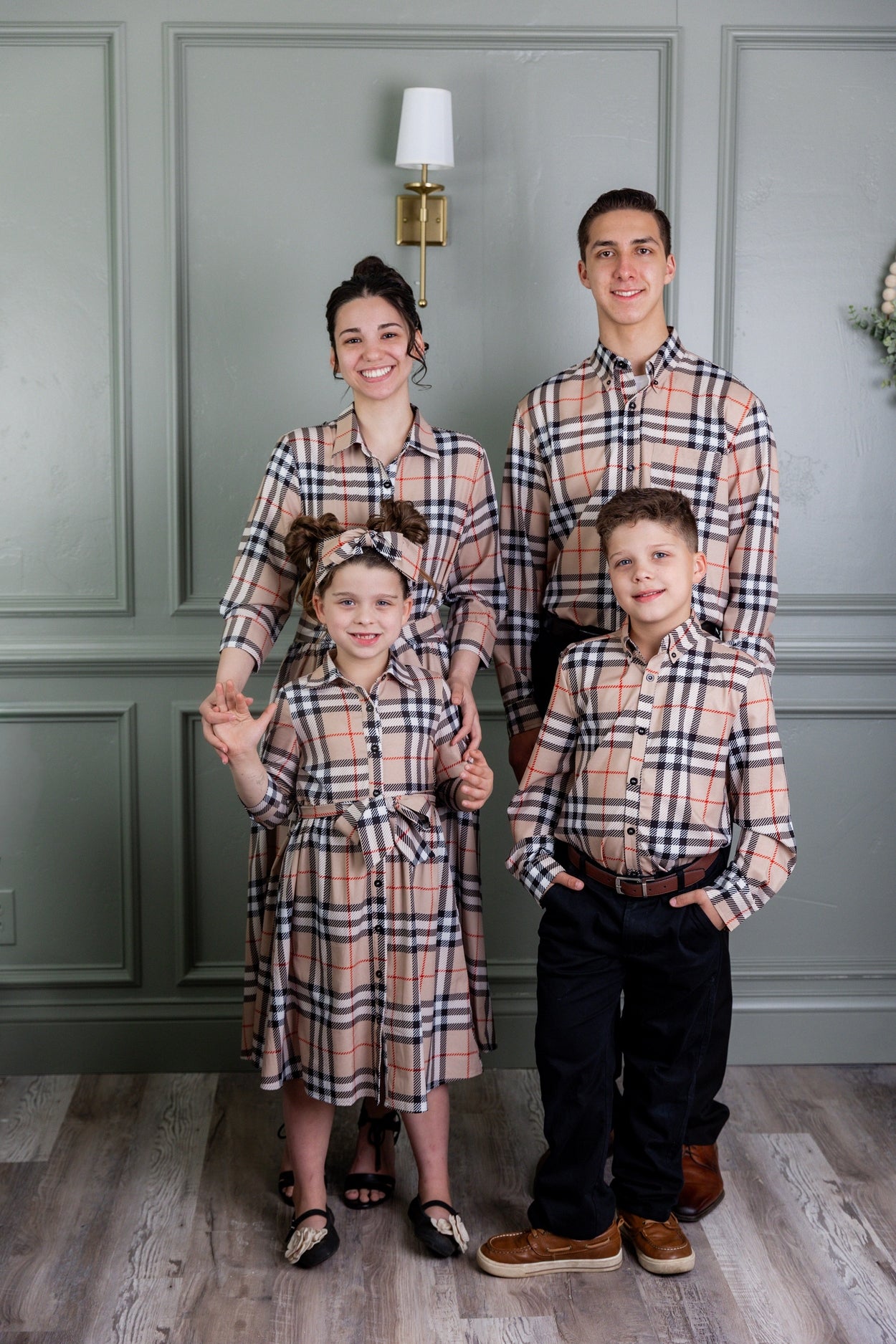 Boys' Button Down Shirt in Sand Plaid - Final Sale nuggles-clothing