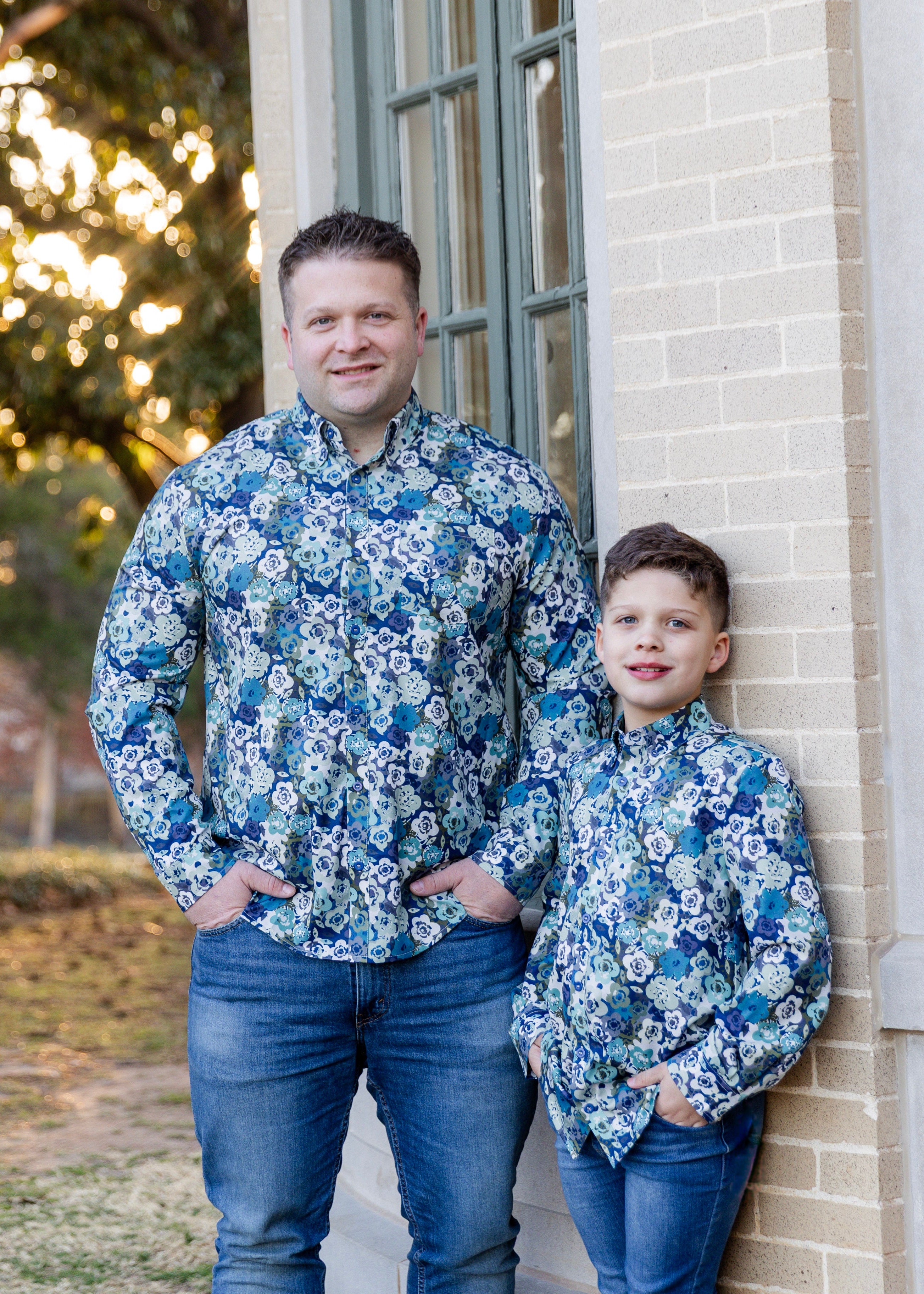 Model wearing Nuggles® Mens' Button Down Shirt Storm Brush